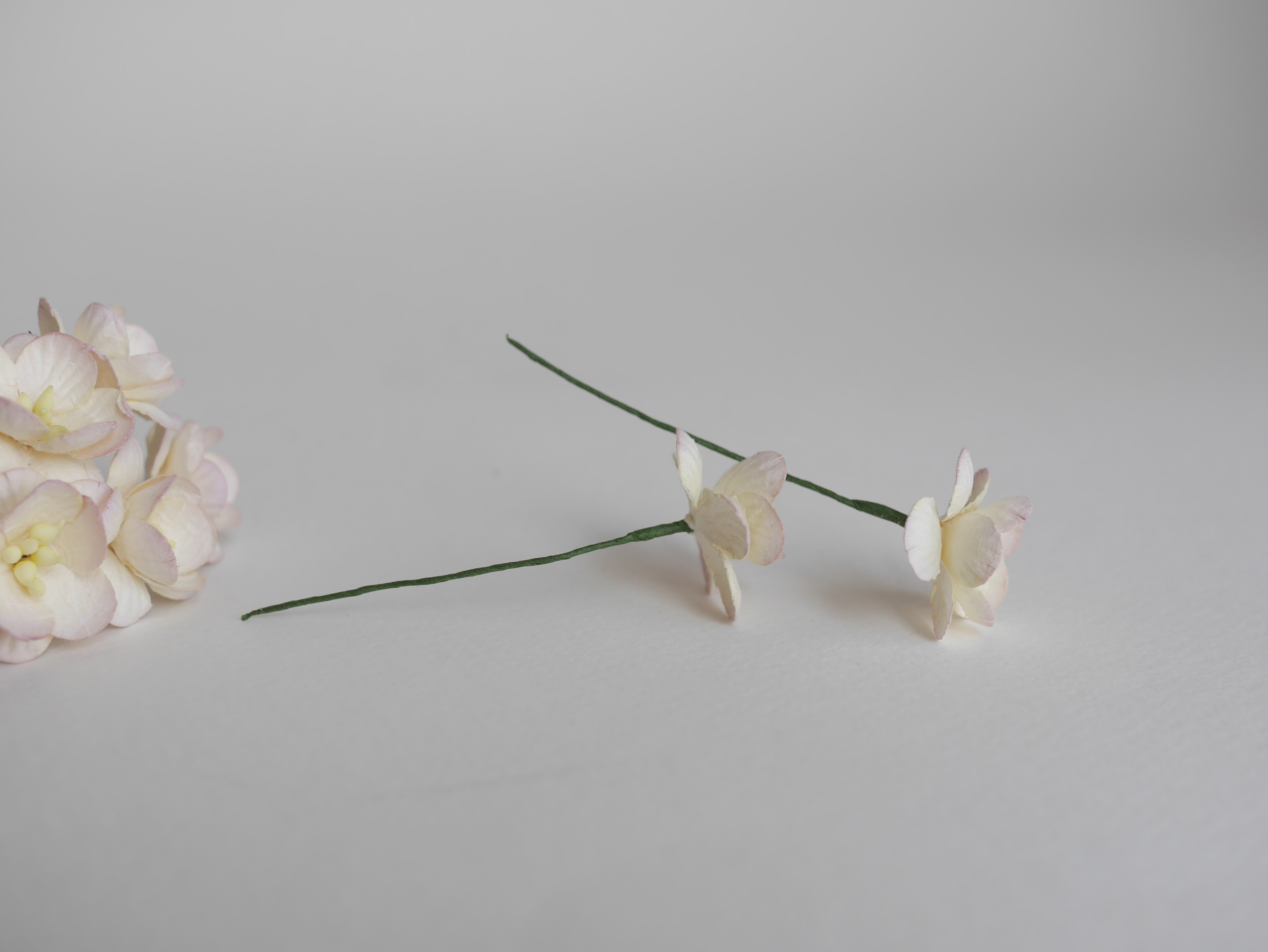 ดอกไม้กระดาษสา ดอกซากุระกระดาษ ดอกไม้กระดาษสาราคาส่ง ดอกไม้กระดาษสำหรับตกแต่งของชำร่วย งานแต่งงาน ทำช่อดอกไม้ติดอกเจ้าบ่าว ข้อมือดอกไม้เจ้าสาว ขนาด2.5 cm. 50 ดอก สีม่วงชมพูอ่อนปัดขาว Paper flowers supplies: DIY wedding tools Cherry blossom (Sakura) 50 pcs