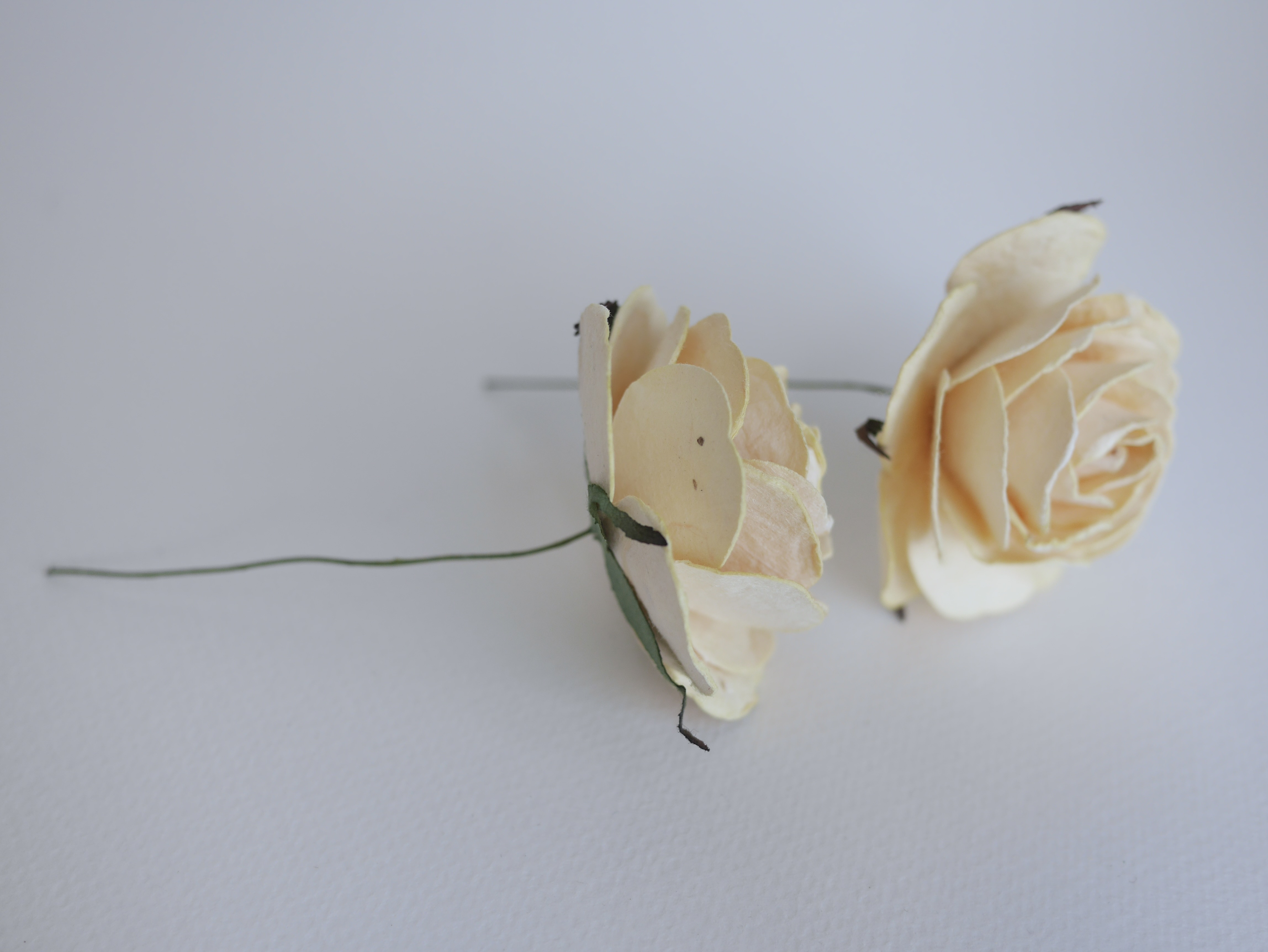 ดอกไม้กระดาษสา ดอกไม้กุหลาบกระดาษ ดอกกุหลาบกระดาษ ขนาด 6.5 cm., สำหรับของชำร่วย, งานแต่งงาน, สีครีม Paper flower,10 Pieces mulberry rose, 6.5 cm. ivory color