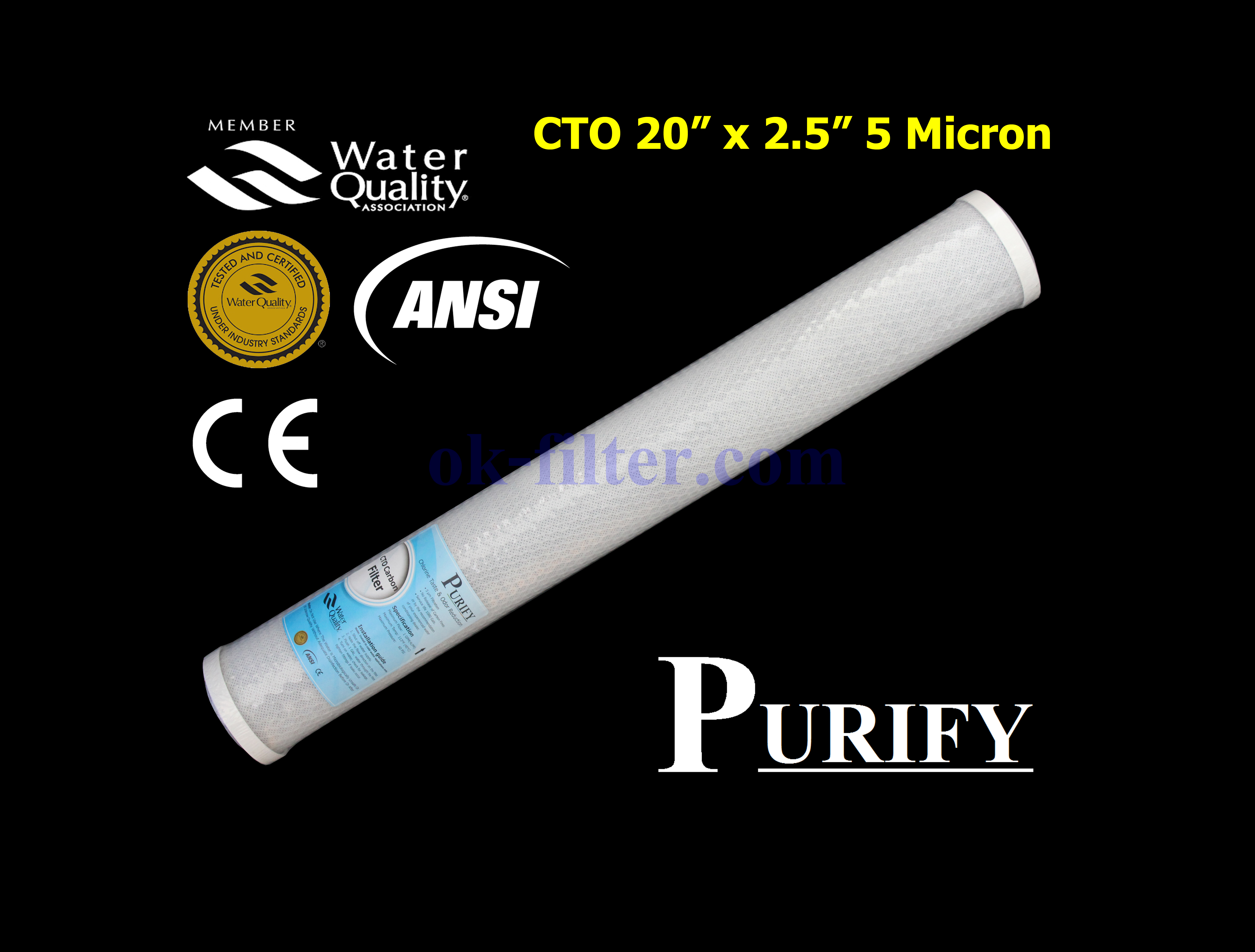 ไส้กรองน้ำ Carbon 20 นิ้ว x 2.5 นิ้ว 5 ไมครอน PURIFY