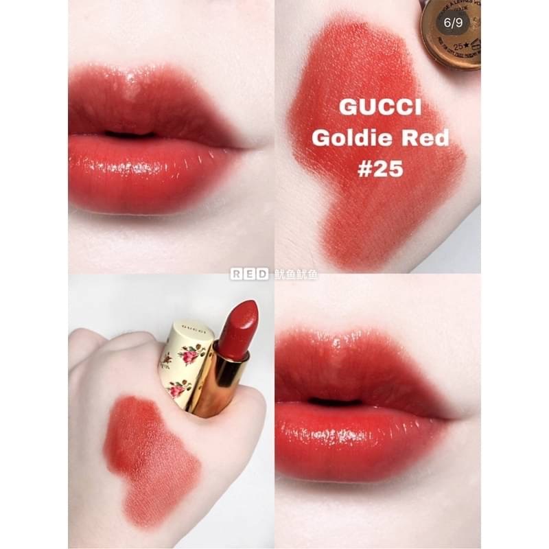 Gucci Lip Colour Rouge a Levres Sample Size # 25 Goldie Red (4 textures)