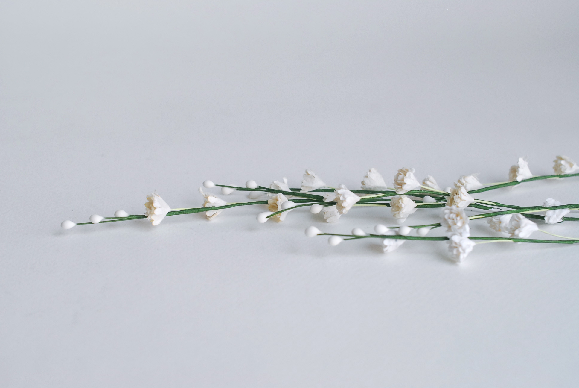 ดอกไม้ประดิษฐ์, ดอกไม้กระดาษสา, ดอก gypsophila, ดอกยิปโซ, ดอกยิปโซก้าน เกสรสีขาว งานประดิษฐ์ตกแต่งของชำร่วย, ดอกไม้ทำพานพุ่ม,พานพวงมาลัย, พานรับไหว้, ขนาด 1 cm. สีขาว