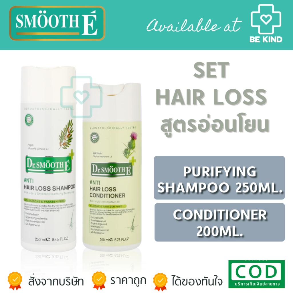 Smooth E Purifying Anti Hair Loss แชมพู250ML. + ครีมนวด 200 ML.