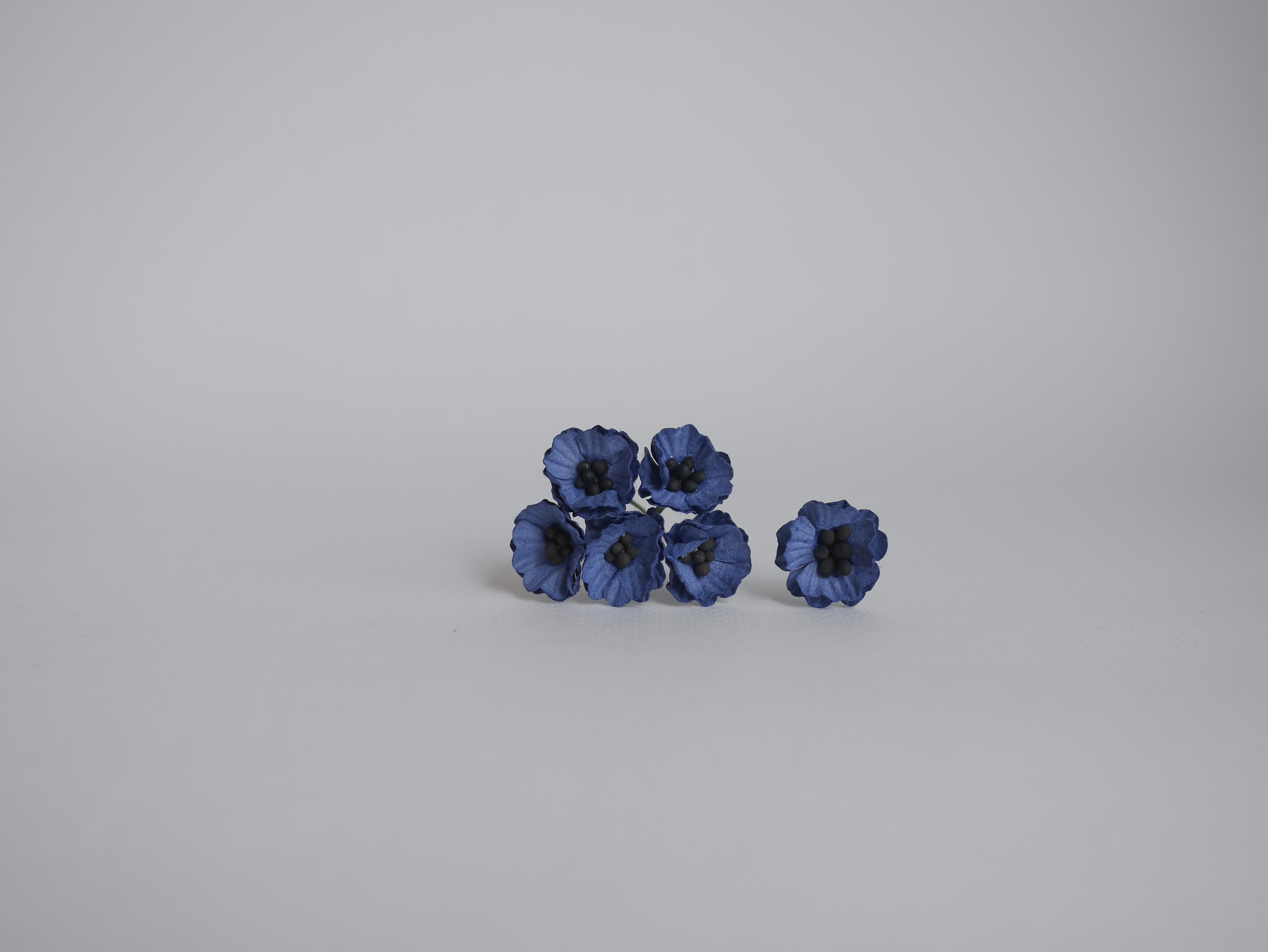 ดอกไม้กระดาษสา ดอกไม้กระดาษสา จตุจักร งานประดิษฐ์ ดอกไม้ทำข้อมือเพื่อนเจ้าสาว แต่งงาน ดอกไม้กระดาษ poppy สีน้ำเงินกรมท่า passion blue ขนาด 2.00 cm. จำนวน 50 ดอก