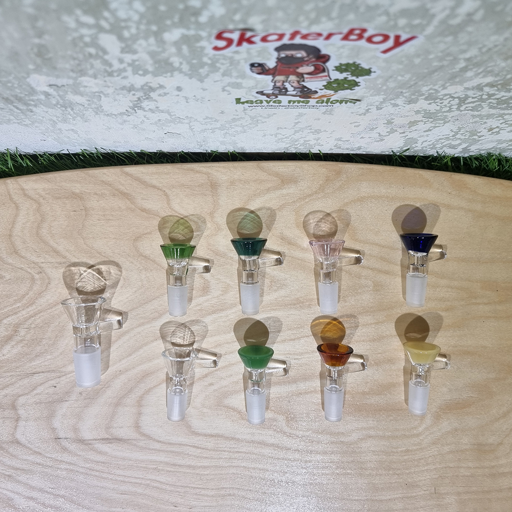 [1005] บัวผัน แก้ว ข้อต่อ 2ขนาดมาตราฐาน 14mm 18mm มีก้านจับกันร้อน หลากสี