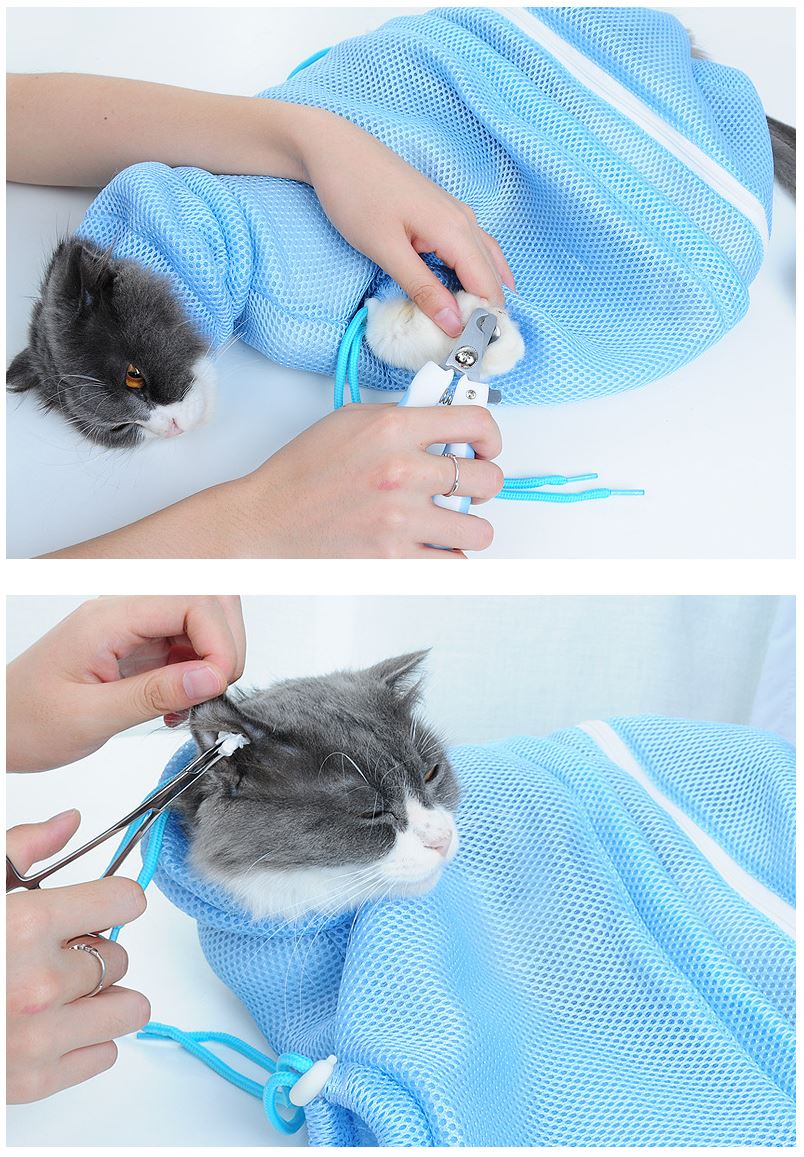 [1100] ถุง อาบน้ำ ตัดเล็บ เช็ดหน้า ตา หู แมวดื้อ