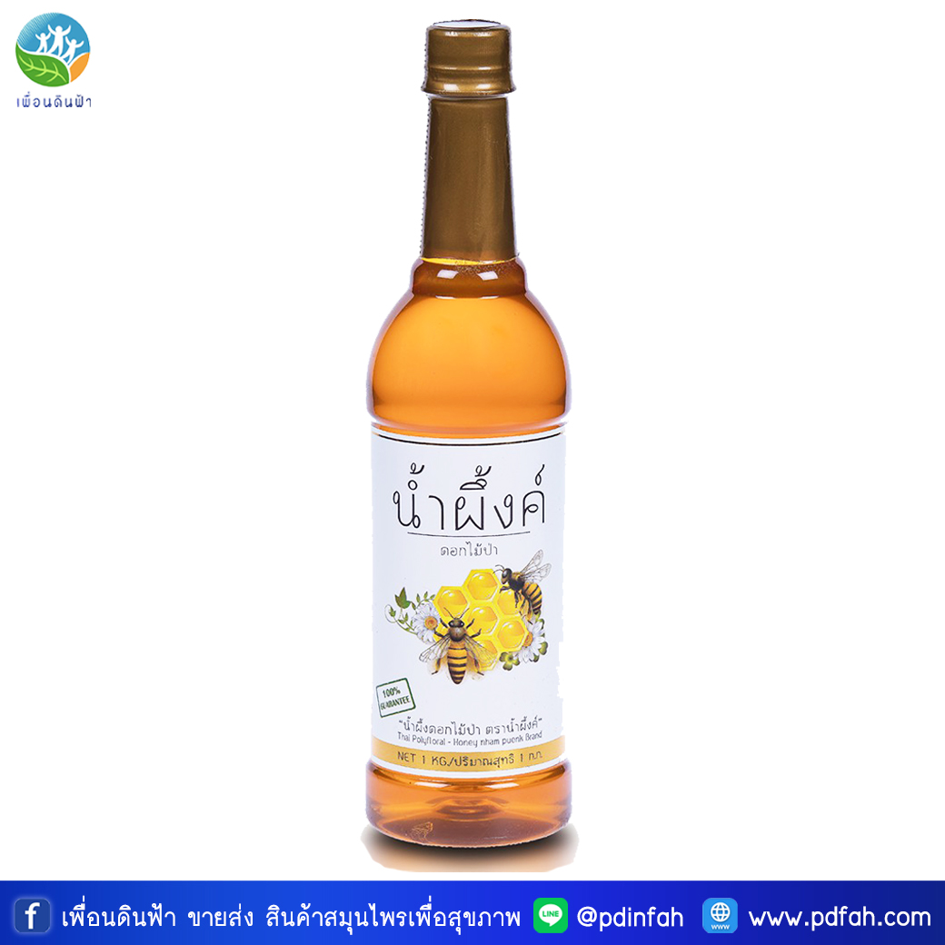 902 น้ำผึ้งค์ น้ำผึ้งดอกไม้ป่า 1000ml. (ชนิดขวดพลาสติก) โกเด้นท์ GODENT Thai Polyfloral Honey 1000ml.