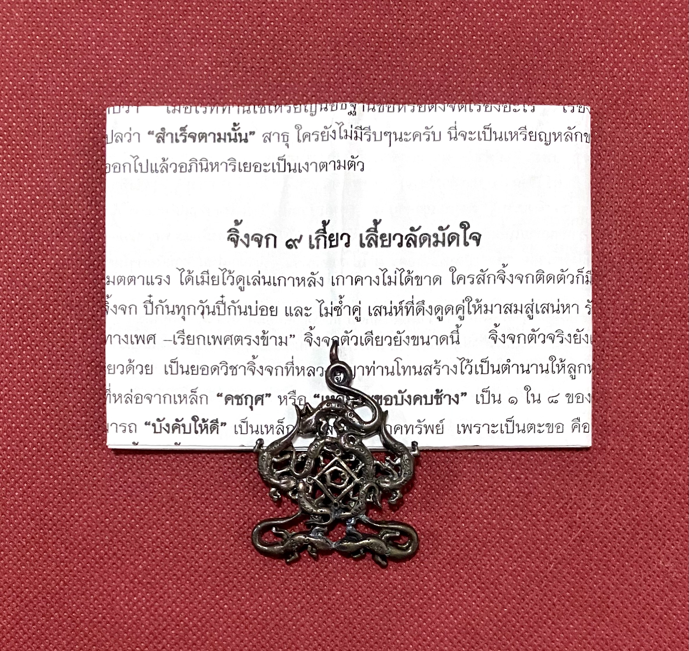 จิ้งจก 9 เกี้ยว เลี้ยวลัดมัดใจ ญาท่านโทน วัดบ้านพับ เนื้อทองแดง จ.อุบลราชธานี