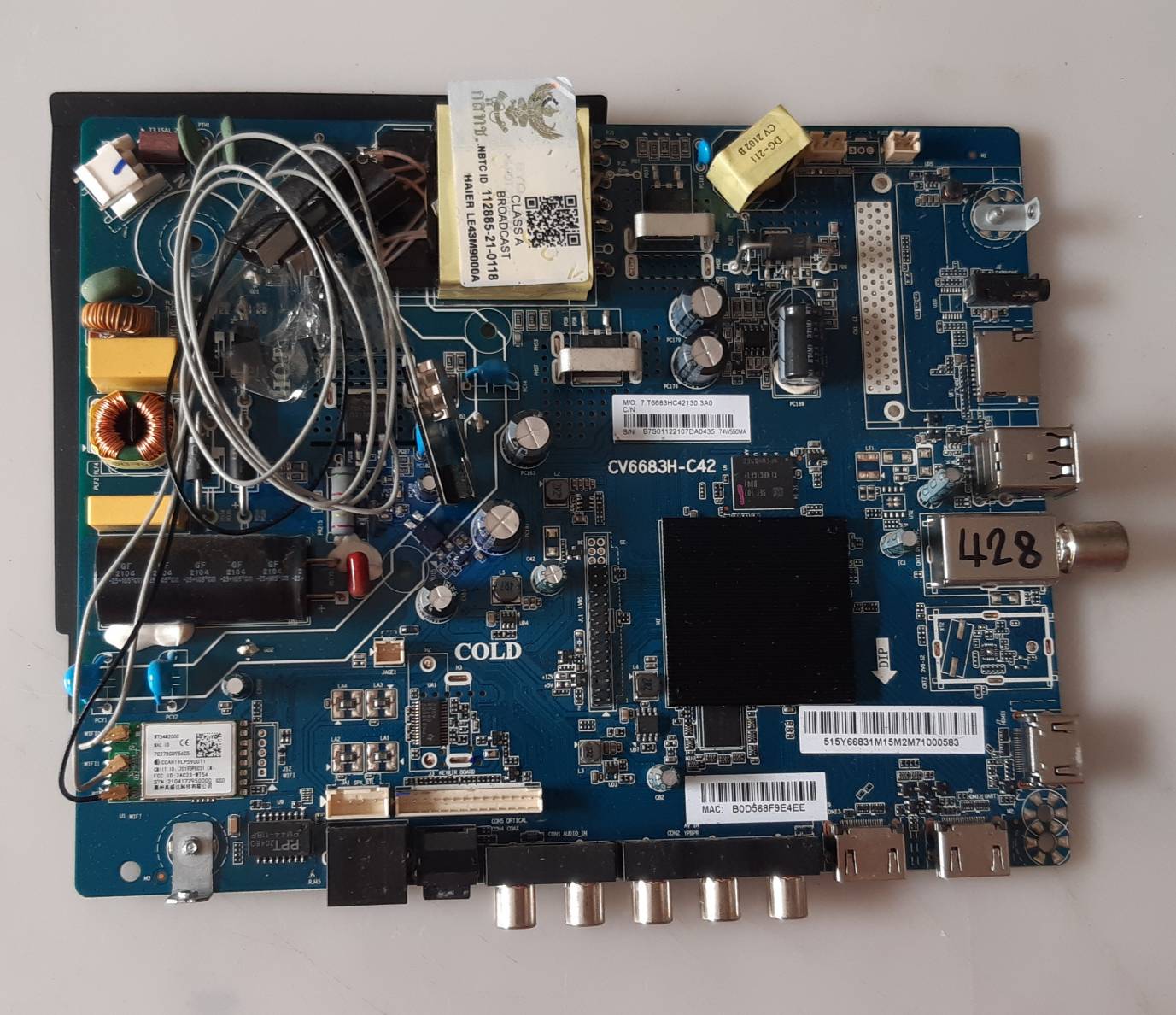 อันที่ 428 HAIER LE43M9000 ซีสเตร็ม CV6683H-C42 ดีเทลแล้ว