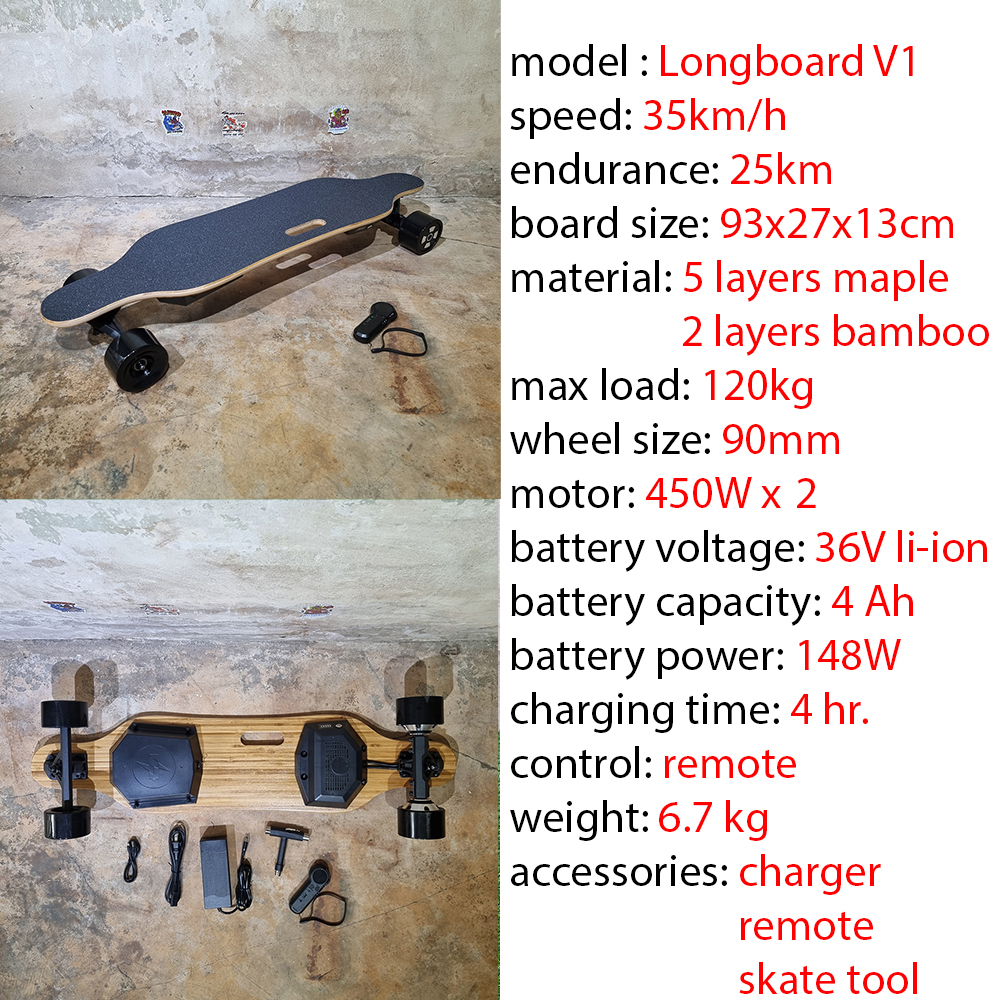 0400 สเก็ตบอร์ดไฟฟ้า รุ่นกลาง ล้อใหญ่ วิ่งนาน ทำความเร็วได้ รับประกัน 3เดือน มีหลายรุ่นให้เลือก มีอะไหล่เปลี่ยน