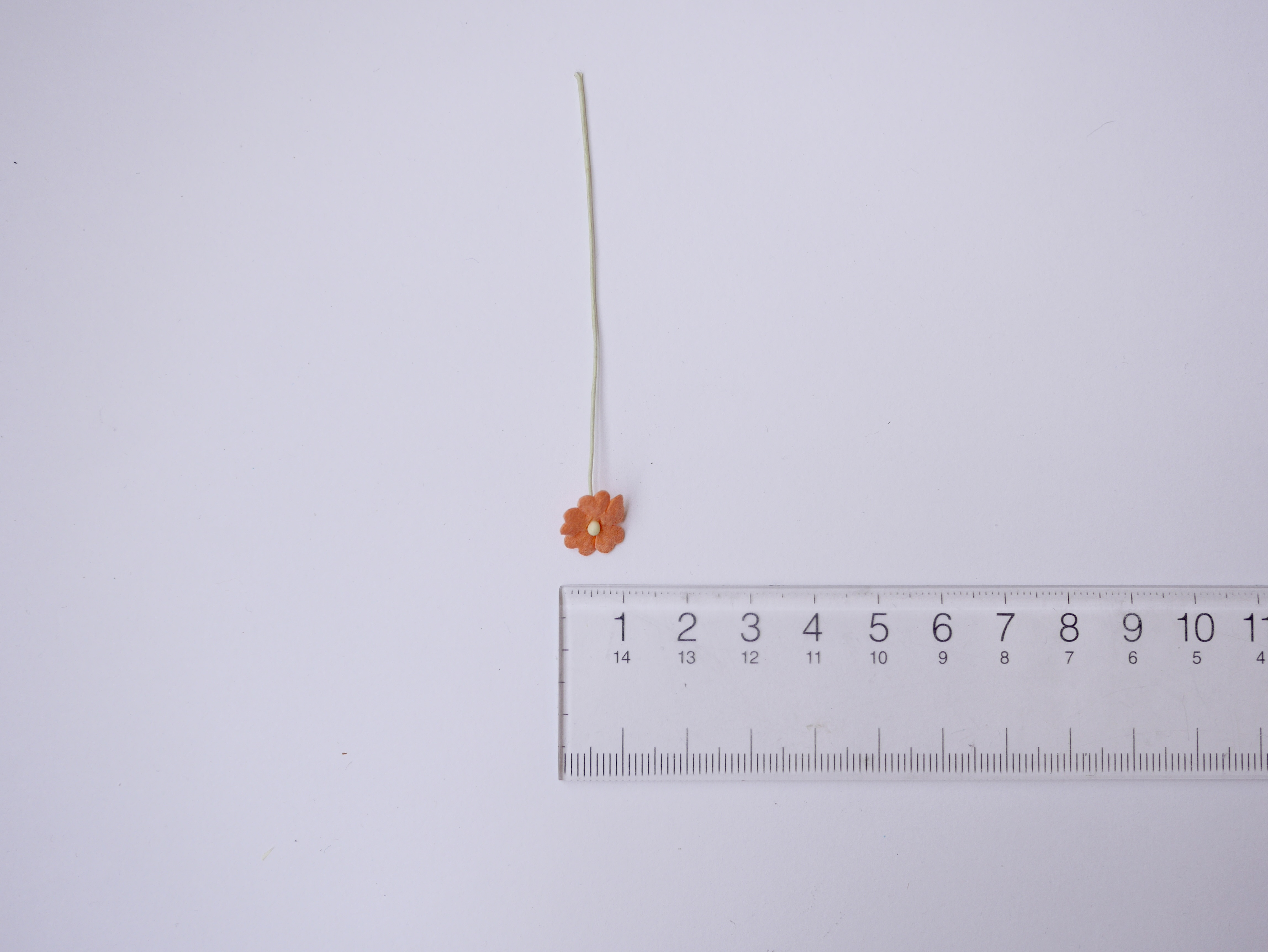 ดอกไม้กระดาษสา ดอกไม้กระดาษสาราคาส่ง ดอกไม้กระดาษสำหรับตกแต่ง งานแต่งงาน หรือติดของชำร่วย ดอกไม้จิ๋ว 100 ดอก ขนาด 1 cm. สีส้มพีช Small Paper Flower with stem, 100 pcs., size 1 cm., small creeping ladies flowers 1 layer, orange peach color.