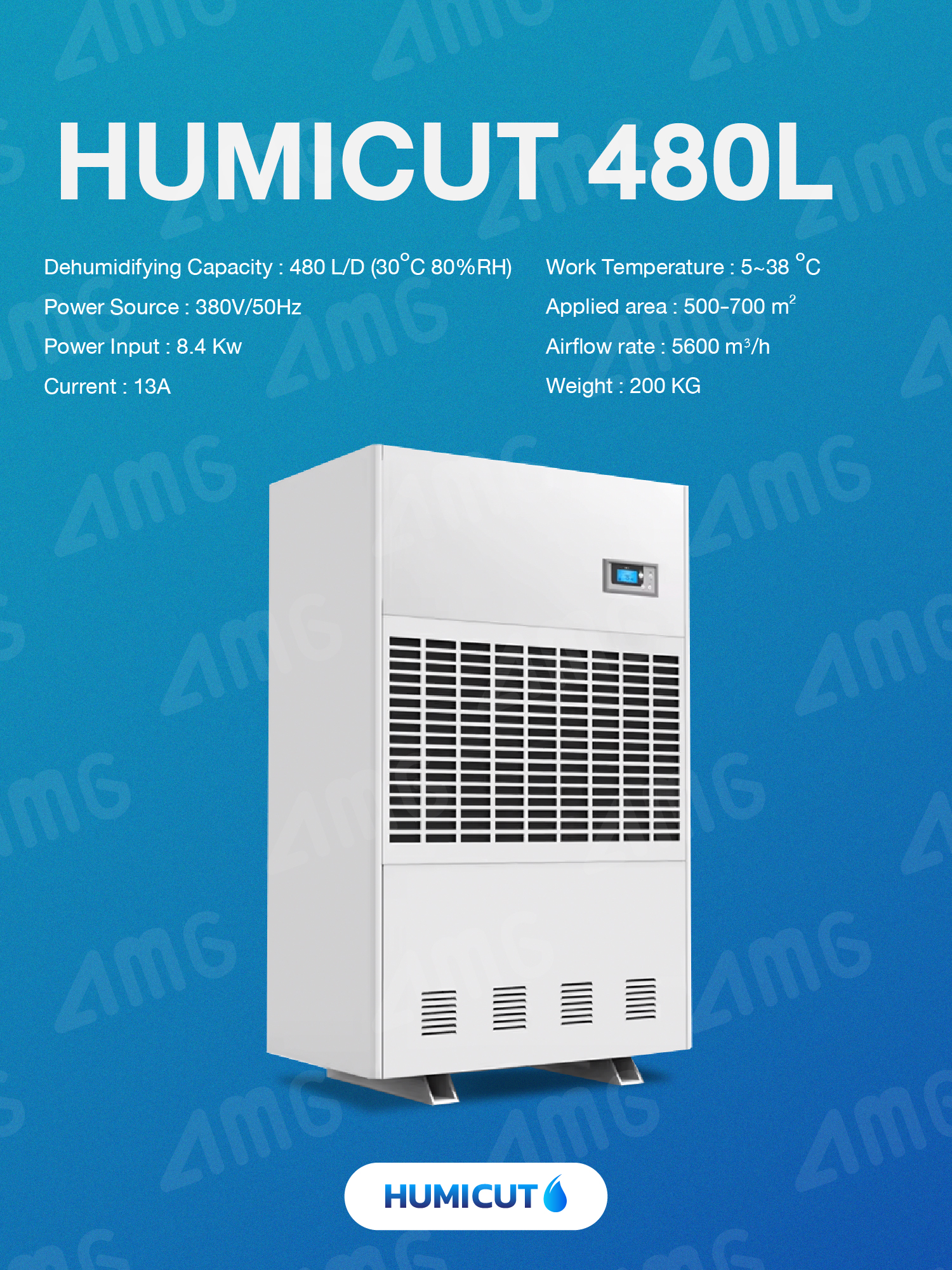 HUMICUT เครื่องลดความชื้นอุตสาหกรรม ขนาด 480 ลิตร รุ่น Humicut 480L (ระบบไฟฟ้า 3 เฟส)