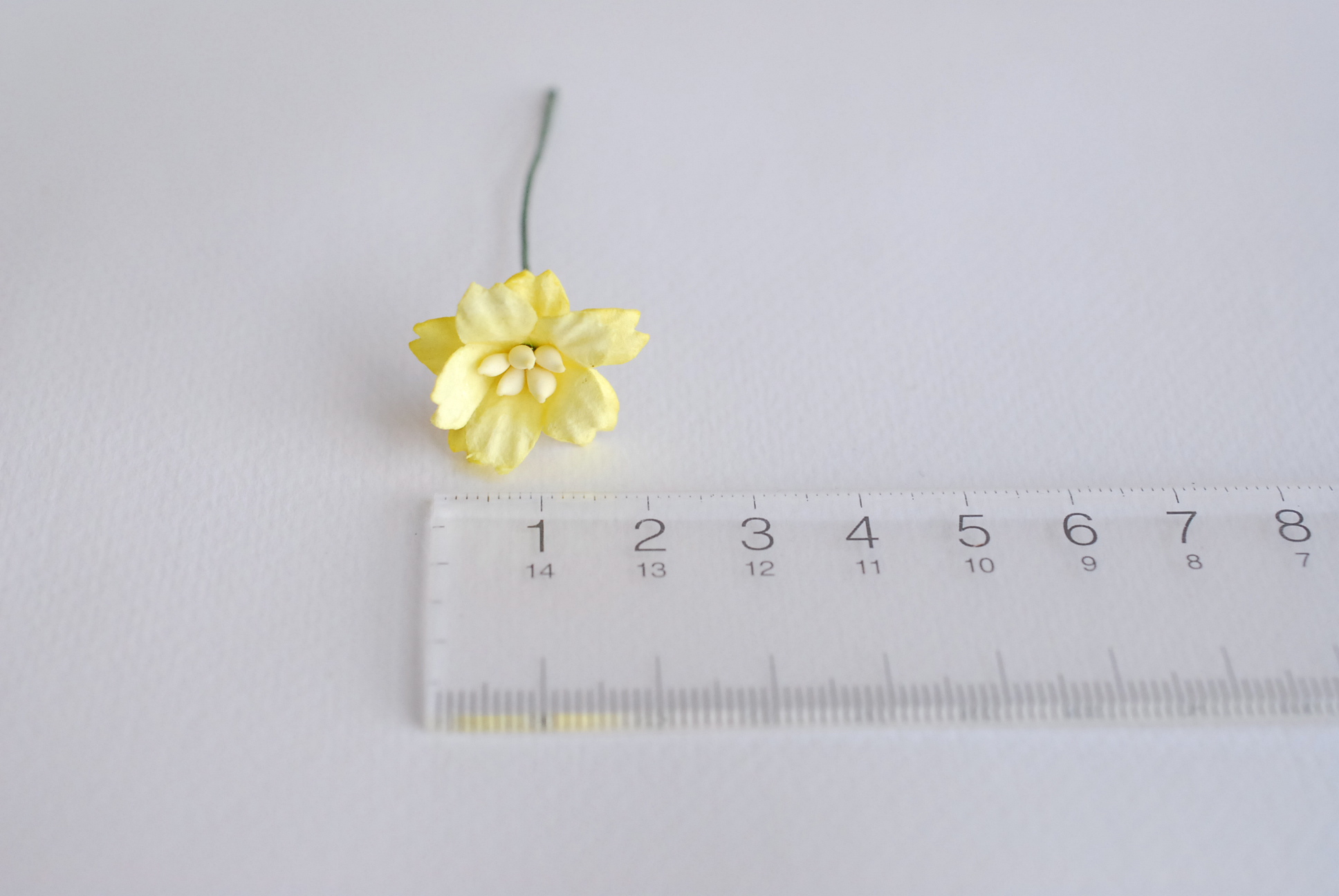 ดอกไม้กระดาษสา ดอกซากุระกระดาษ ขนาดเล็ก ดอกไม้กระดาษสาราคาส่ง ดอกไม้กระดาษสำหรับตกแต่งของชำร่วย งานแต่งงาน ทำช่อดอกไม้ติดอกเจ้าบ่าว ข้อมือดอกไม้เจ้าสาว ขนาด2.0 cm. 50 ดอก สีเหลือง Paper flowers supplies: DIY wedding tools small Cherry blossom (Sakura) 50