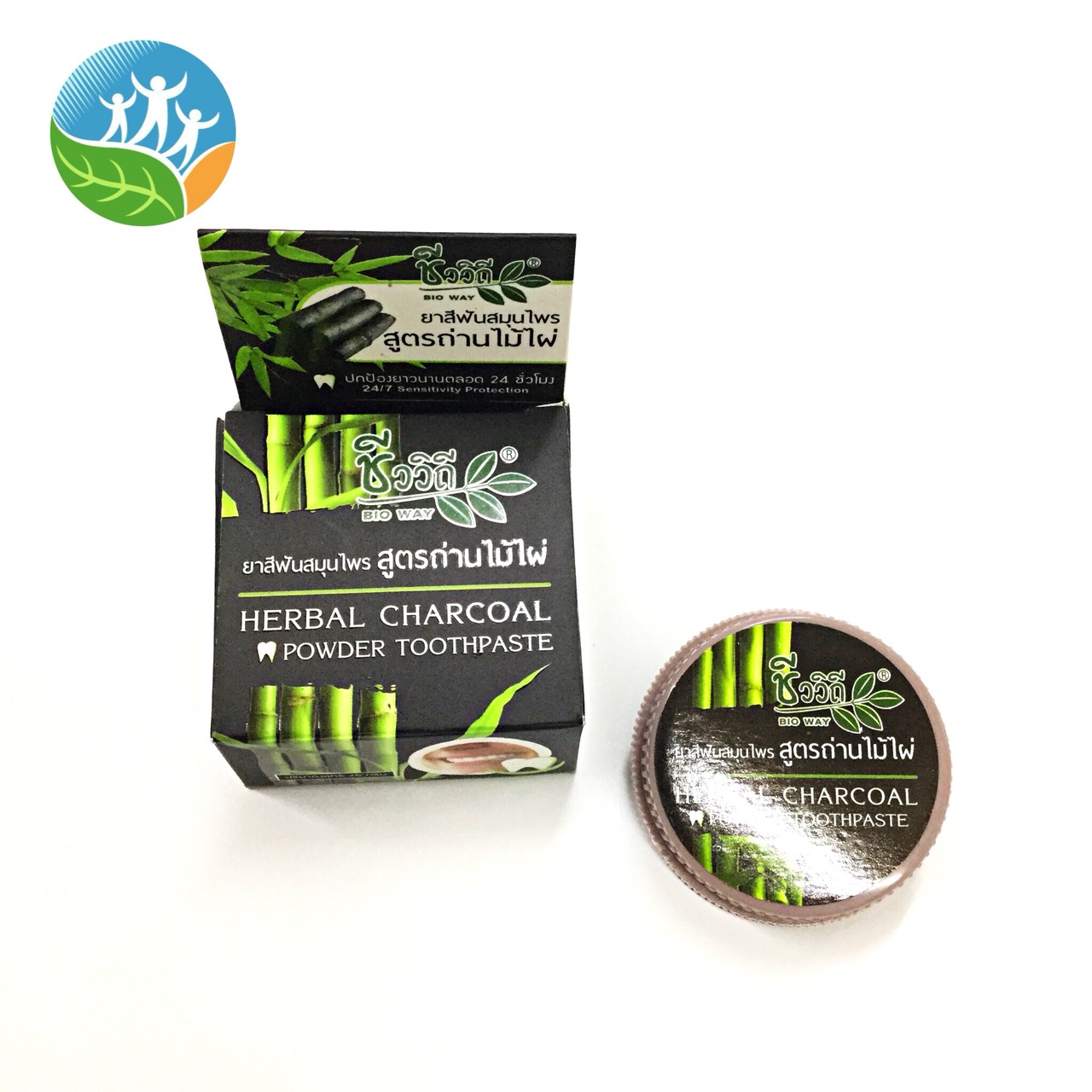 J05 [ชีววิถี] ยาสีฟันสมุนไพร สูตรถ่านไม้ไผ่ (แบบตลับ) 25g.