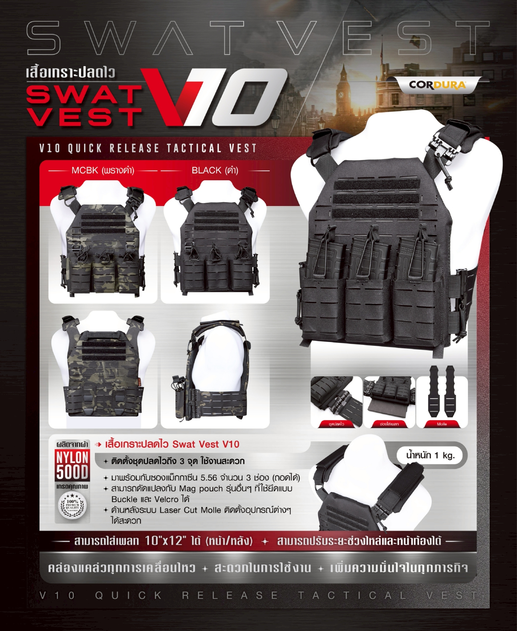 เสื้อเกราะปลดไว Swat Vest V10 (K1090)