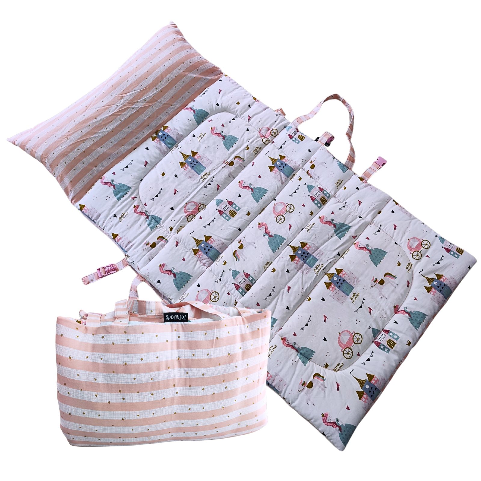 ที่นอนพกพา ซักทั้งชิ้น แบบหมอนยาวติดที่นอน มีผ้าห่ม ปักชื่อฟรี