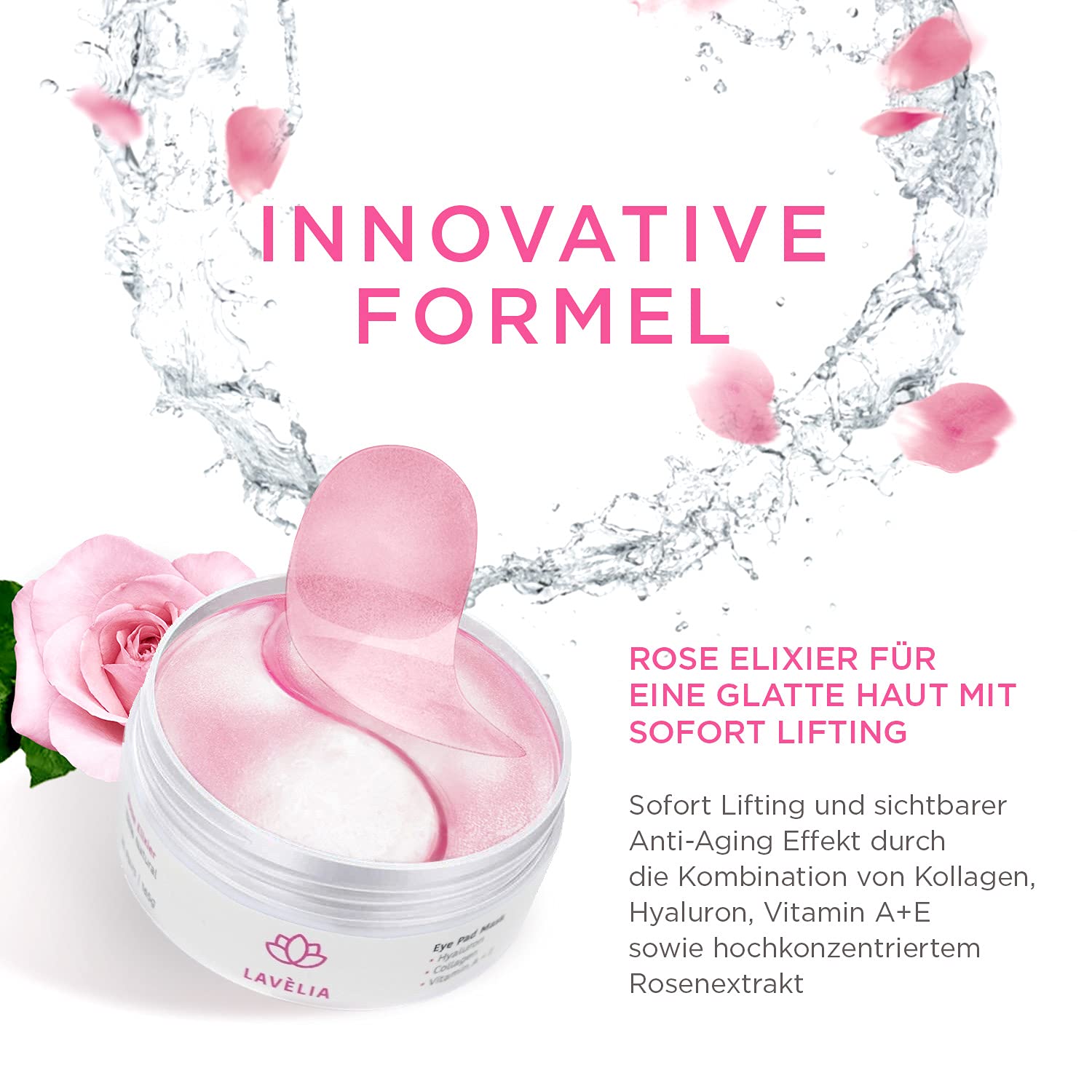 Lavelia Beauty Rose Elixir Eye Pads 30 pairs บำรุงรอบดวงตา (นำเข้าจากประเทศเยอรมัน) 0 กก.