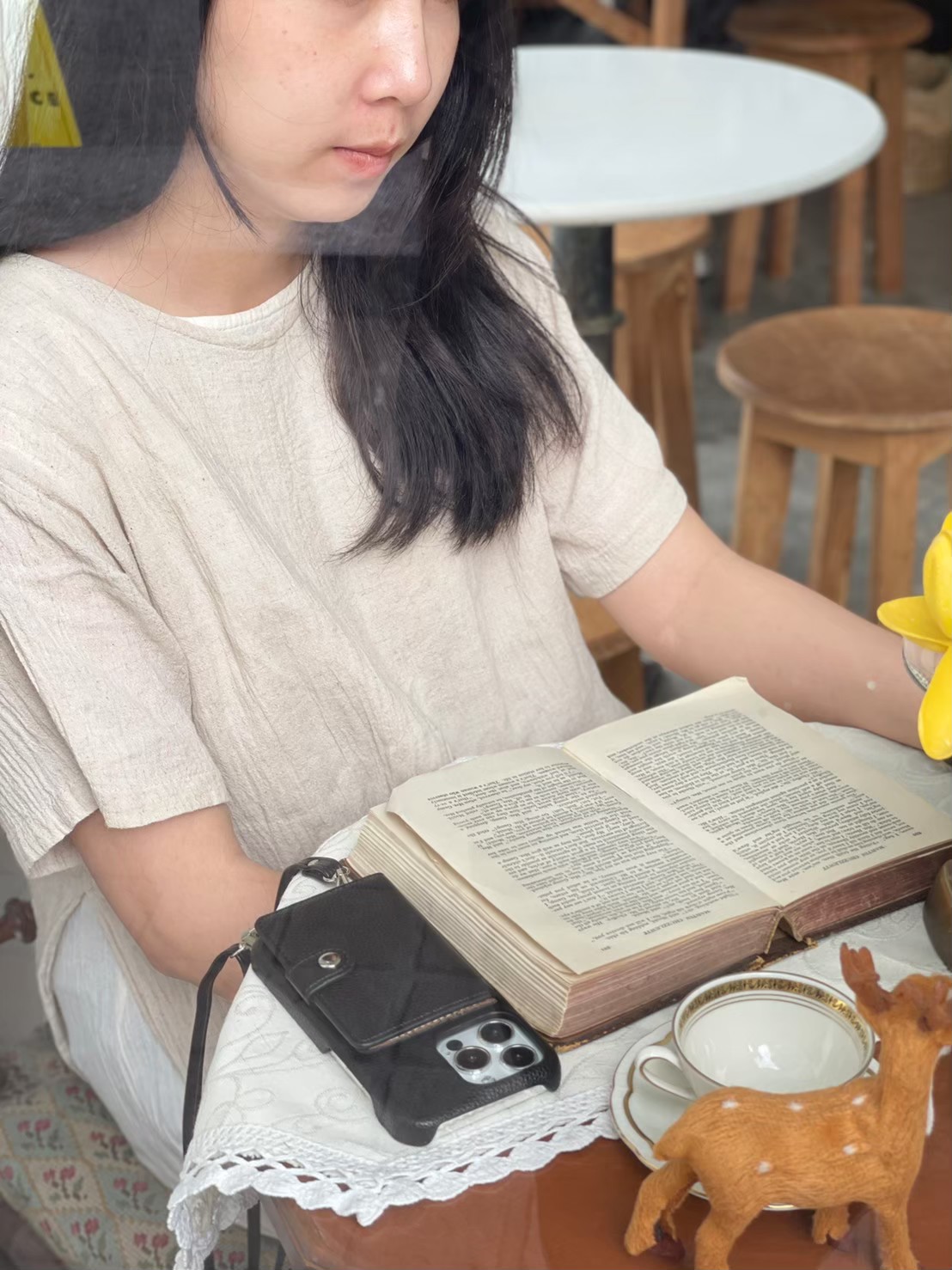 Leather card x neck strap (black colors) case