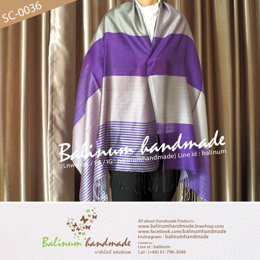Thai Silk Scarf 100% Very Soft and Thin Fabric, Make You Feel Comfortable and Warm ผ้าพันคอผ้าไหม 100% เนื้อผ้านุ่ม ลื่น บางเบา ให้ความอบอุ่น รู้สึกสบาย สามารถนำมาพันคอหรือคลุมไหล่ก็ได้ (ใช้ได้ทั้งผู้หญิงและผู้ชาย) ม่วง (Purple)
