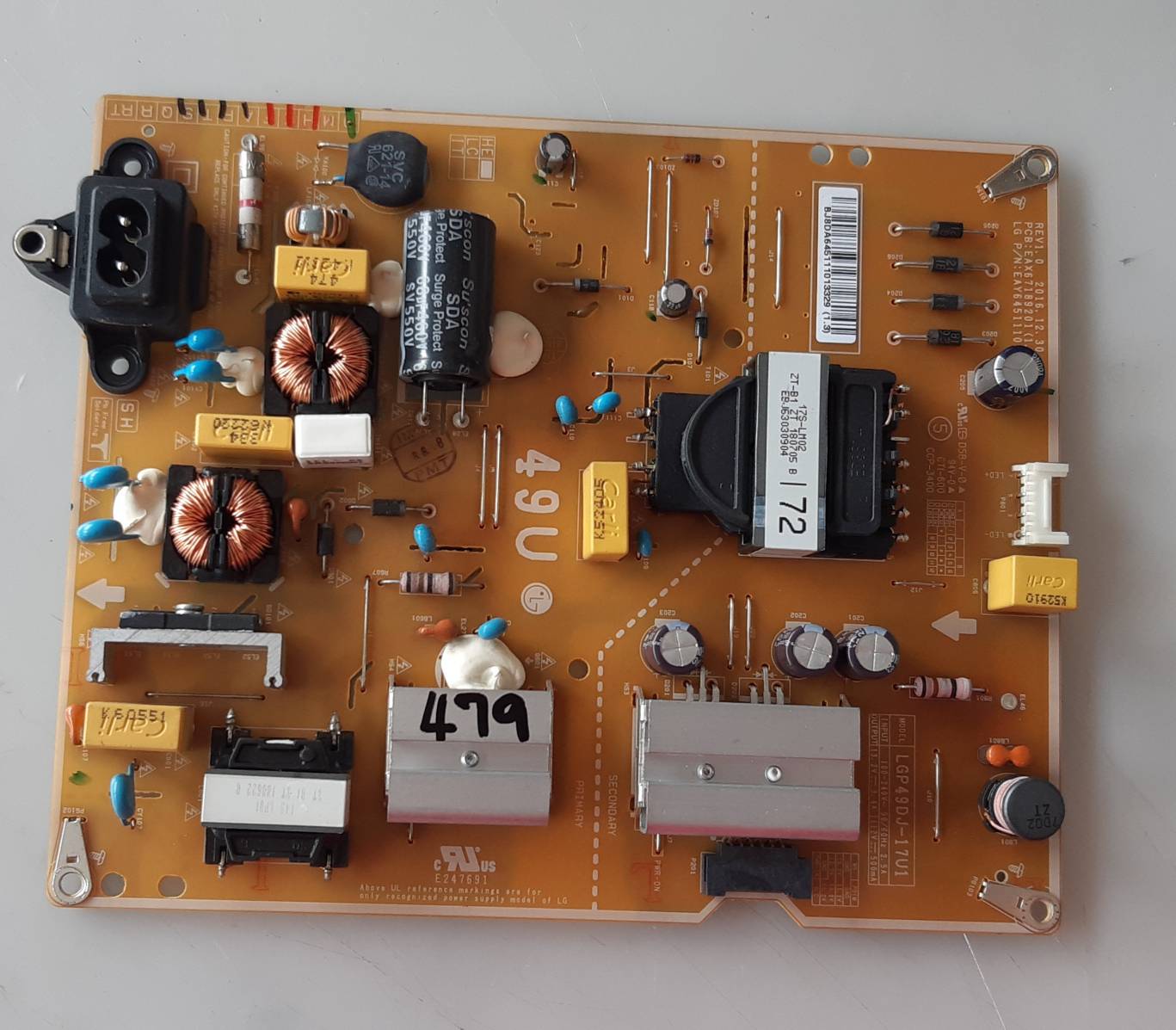 อันที่ 479 LG 49UJ630T 49UK6320PTE ซัฟฟลาย EAY64511101 EAX67189201(1.6) ดีเทสแล้ว