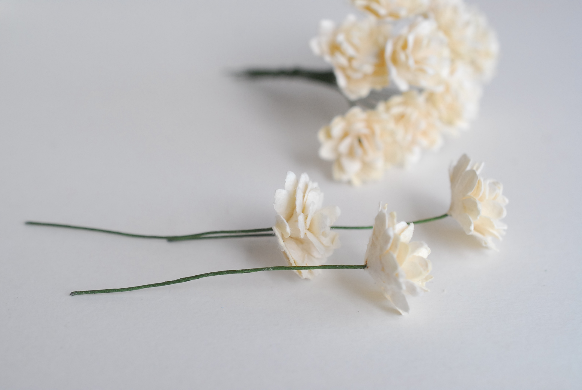 ดอกไม้ประดิษฐ์, ดอกไม้กระดาษสา, ดอก gypsophila, ดอกยิปโซ งานประดิษฐ์ตกแต่งของชำร่วย, ดอกไม้ทำพานพุ่ม,พานพวงมาลัย, พานรับไหว้, ขนาด 2 cm. สีครีม