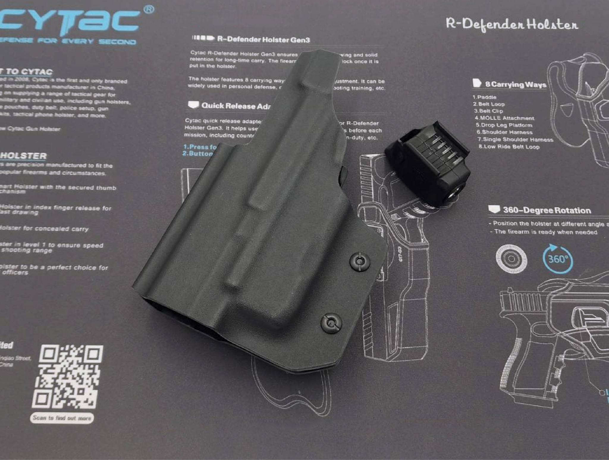 ไฟฉาย Warriorland SL-1 + ซองพกใน Kydex (Springfield Hellcat) (K2460)