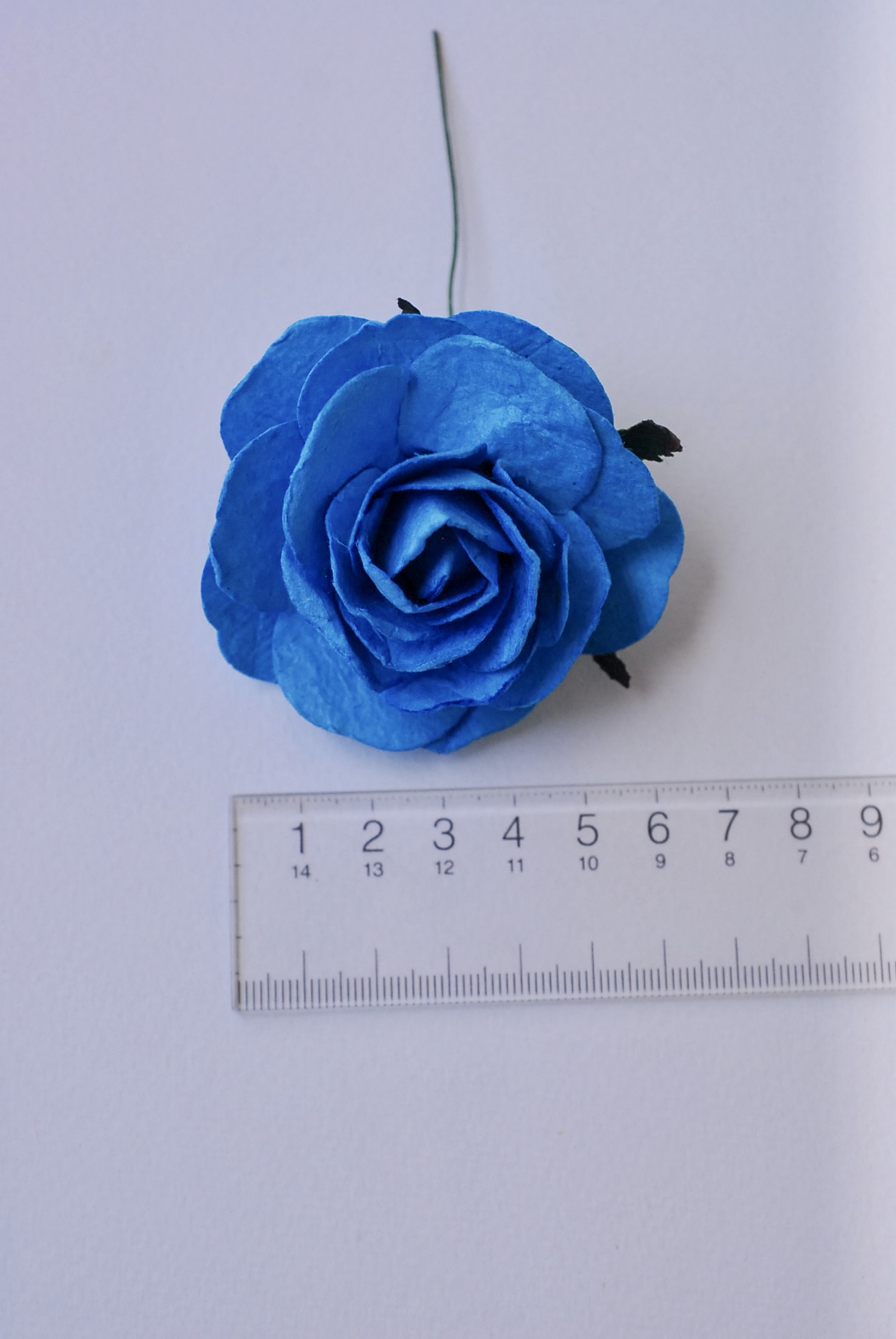 ดอกไม้กระดาษสา ขนาด 6.5 cm., สำหรับของชำร่วย, งานแต่งงาน, สีฟ้า Paper flower, handmade flowers supplies, wedding decoration:10 Pieces mulberry rose, 6.5 cm. azure color.