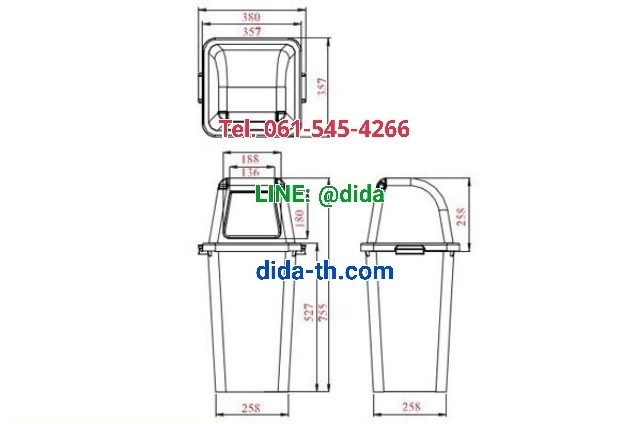 ถังขยะแยกประเภท ถังใส ฝาสี 40 ลิตร