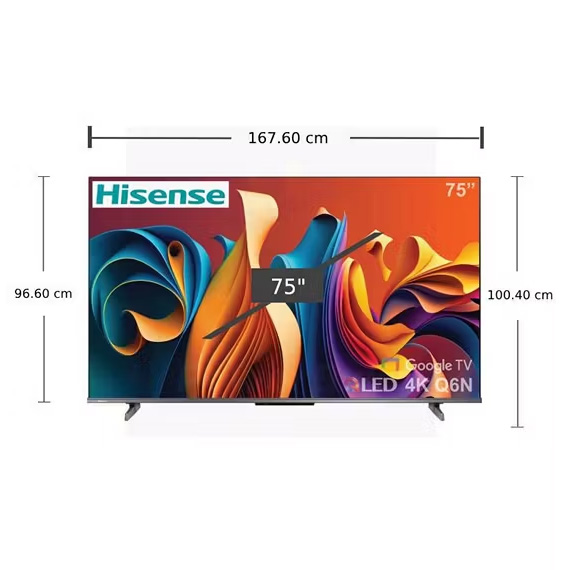 คิวแอลอีดีทีวี 75 นิ้ว HISENSE 75Q6N QLED Google TV 4K (ชลบุรี ส่งฟรี)