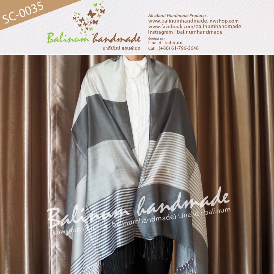 Thai Silk Scarf 100% Very Soft and Thin Fabric, Make You Feel Comfortable and Warm ผ้าพันคอผ้าไหม 100% เนื้อผ้านุ่ม ลื่น บางเบา ให้ความอบอุ่น รู้สึกสบาย สามารถนำมาพันคอหรือคลุมไหล่ก็ได้ (ใช้ได้ทั้งผู้หญิงและผู้ชาย) เงิน (Silver)