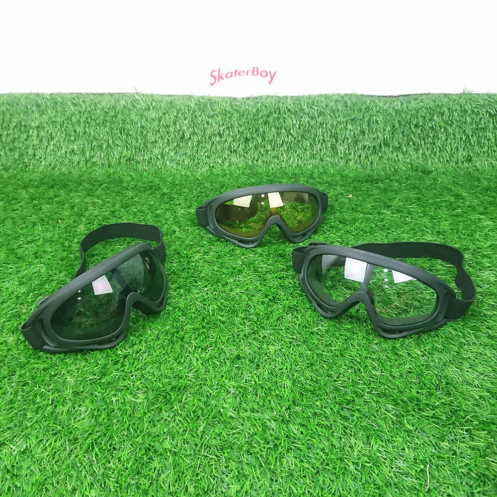 [0101][ลด50%] แว่นตากันลม กันฝุ่น เล่นสเก็ตบอร์ด สกู๊ตเตอร์ จักรยาน สีชา สีใส สีดำ