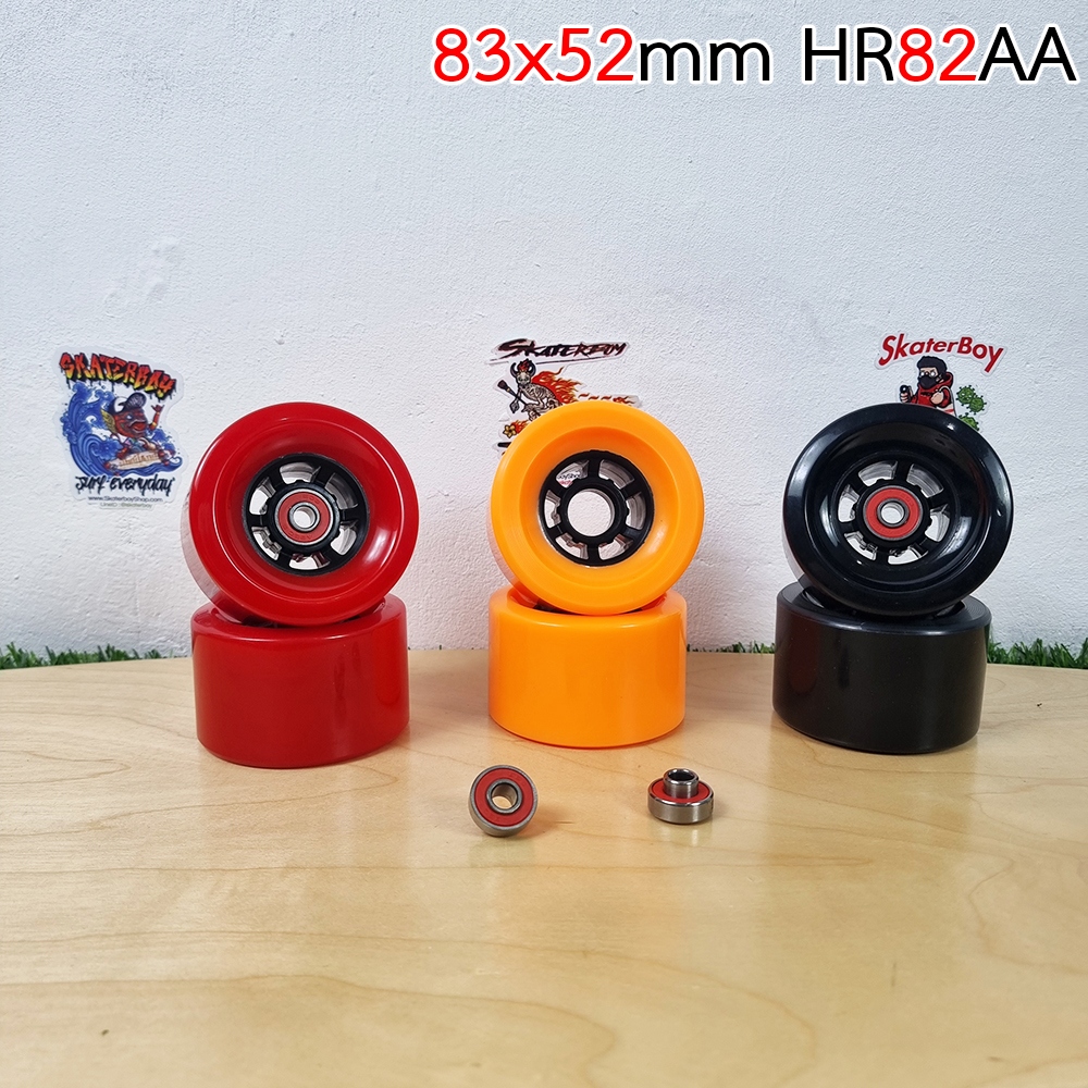 [0502] ล้อสเก็ตบอร์ด ขนาด 83x52mm HR82AA พร้อมลูกปืน spacer ในตัว สำหรับ สเก็ตบอร์ดไฟฟ้า