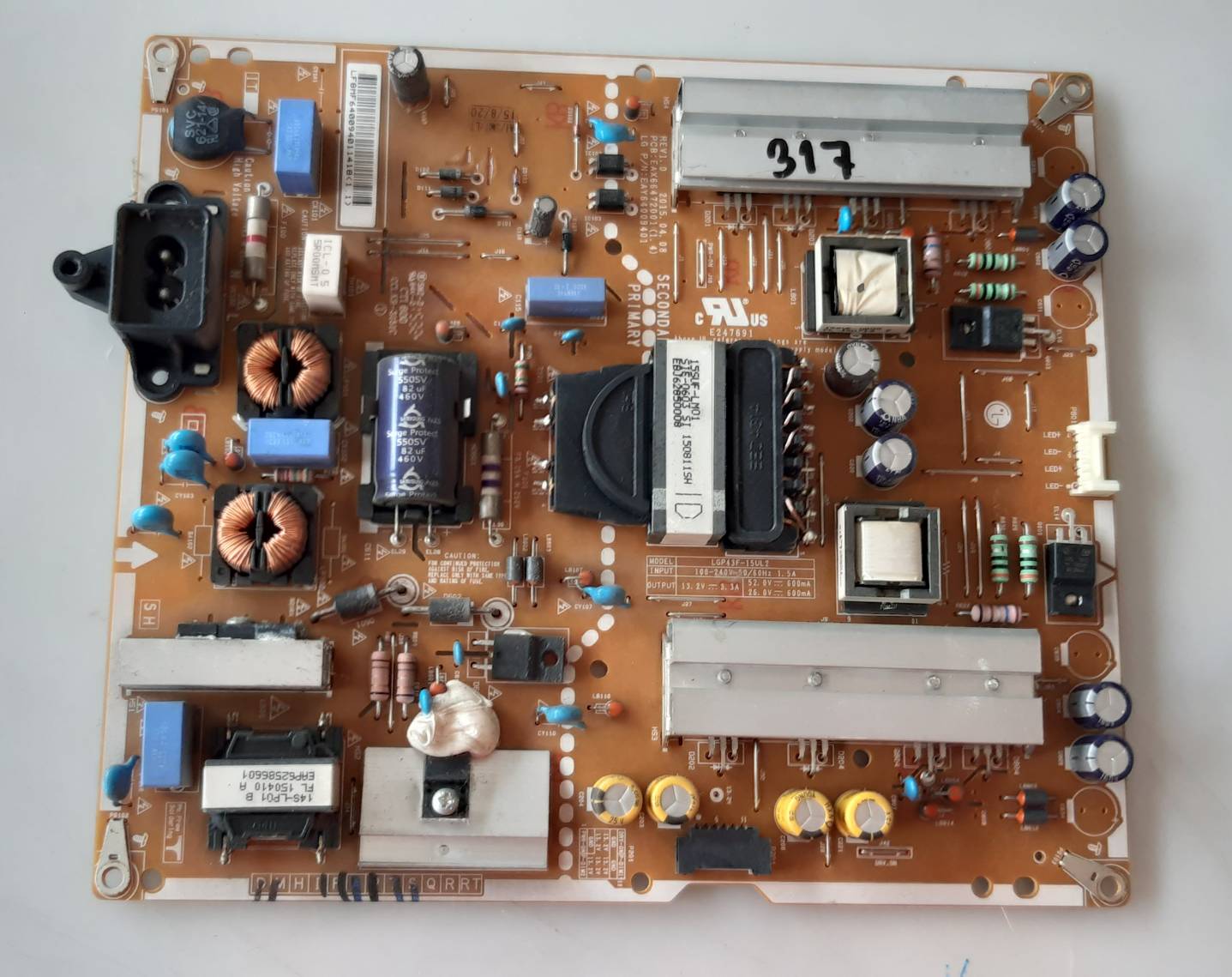 อันที่ 317 LG 43UF640T ซัฟฟลาย EAX66472001 EAY64009401 ดีเทสแล้ว