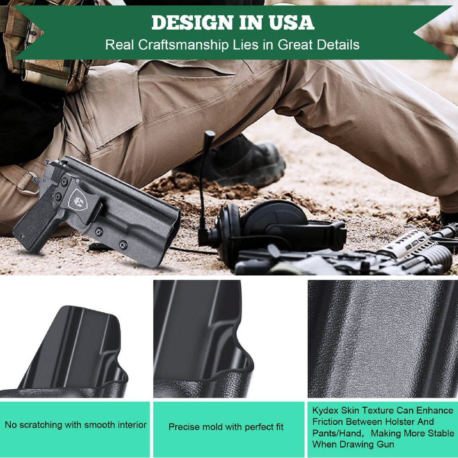 ซองปืนพกใน Kydex 1911 ( Warriorland ) (Serie B) (K0500)