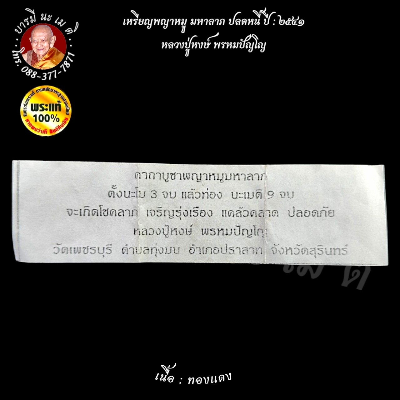 เหรียญพญาหมู มหาลาภ ปลดหนี้ เนื้อ : ทองแดง