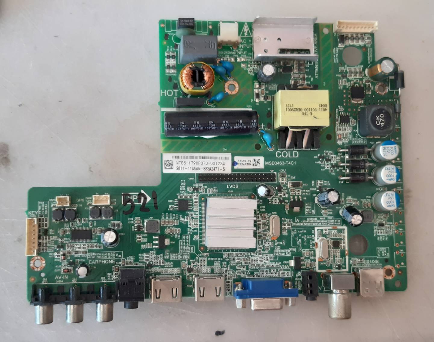 อันที่ 521 PHILIPS 40PFT5201 ซีสเตร็ม MSD3463-T4C1 MTB8-17AHP099-000300 ดีเทสแล้ว