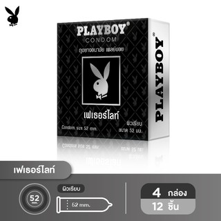 แพ็ค 3 กล่อง ! PLAYBOY CONDOM FETHERLITE 52m.m. แบบบาง