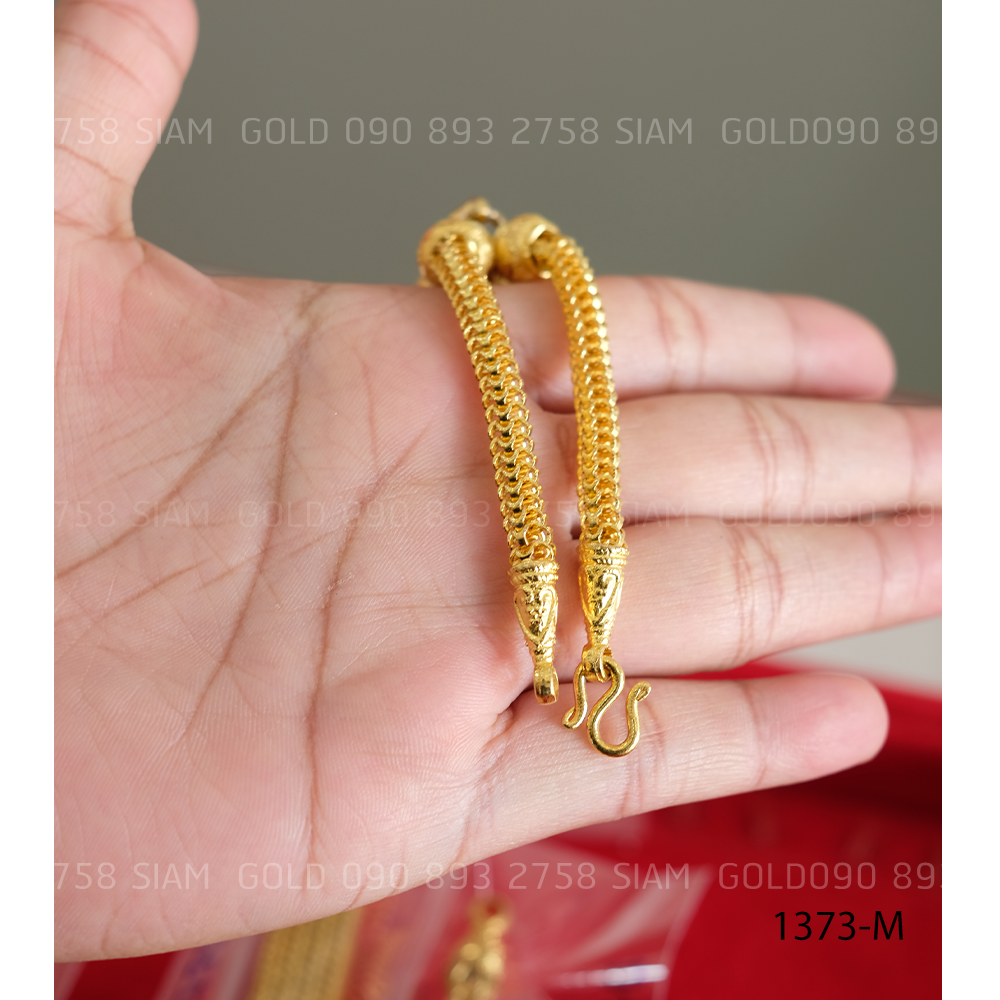 (M-มือสอง) สร้อยข้อมือ ลายหกเสาจี้หัวใจคู่1 บาท