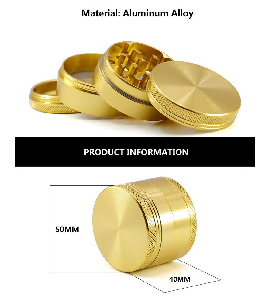 [1002] Grinder ขนาด 50x40mm 4ชั้น ฟันคม งานCNC ที่บดสมุนไพร เครื่องบดสมุนไพร บดกาแฟ ไกเดอร์บด