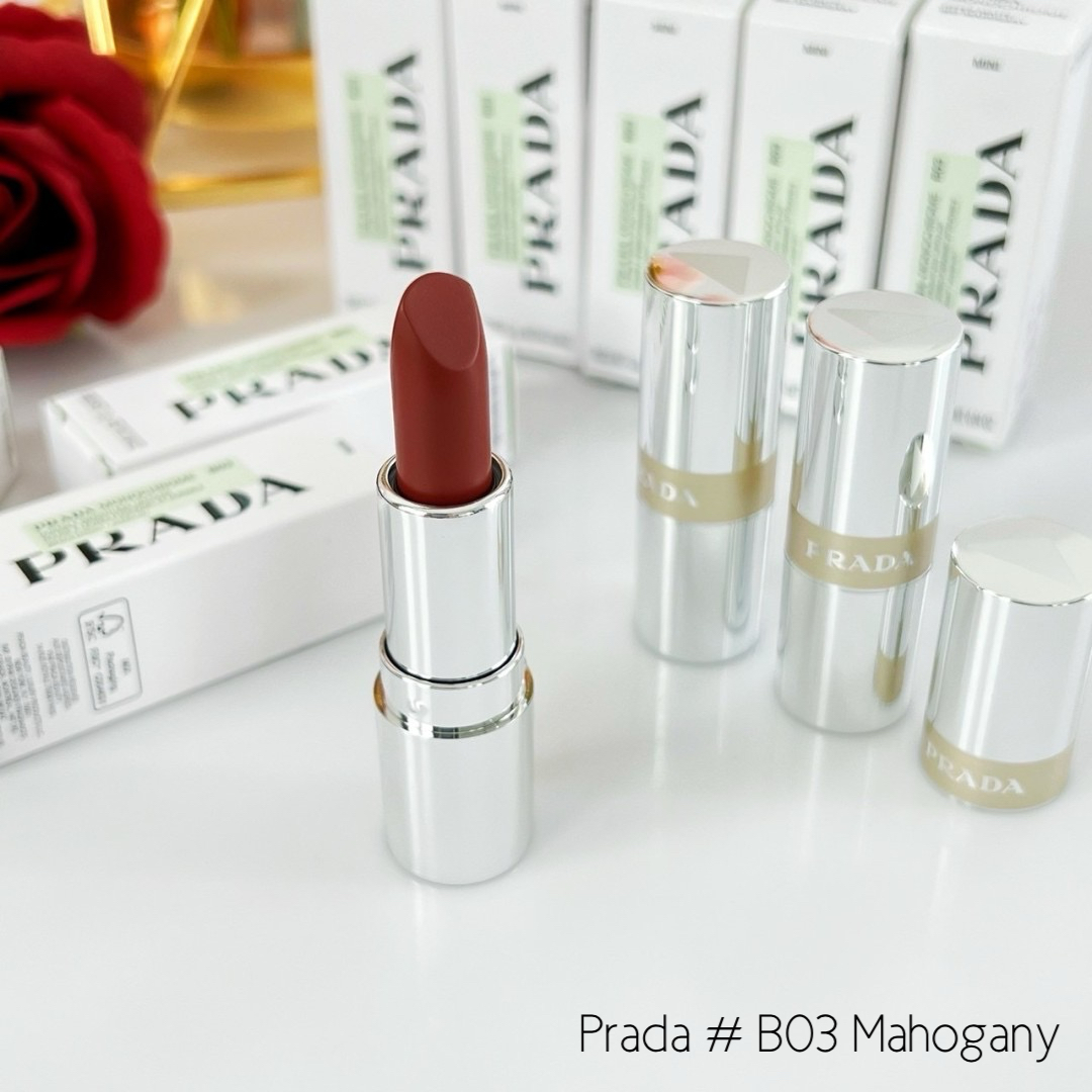 ลิปสติก Prada Monochrome Hyper Matte Lipstick 1.3g Mini # B03 Mahogany