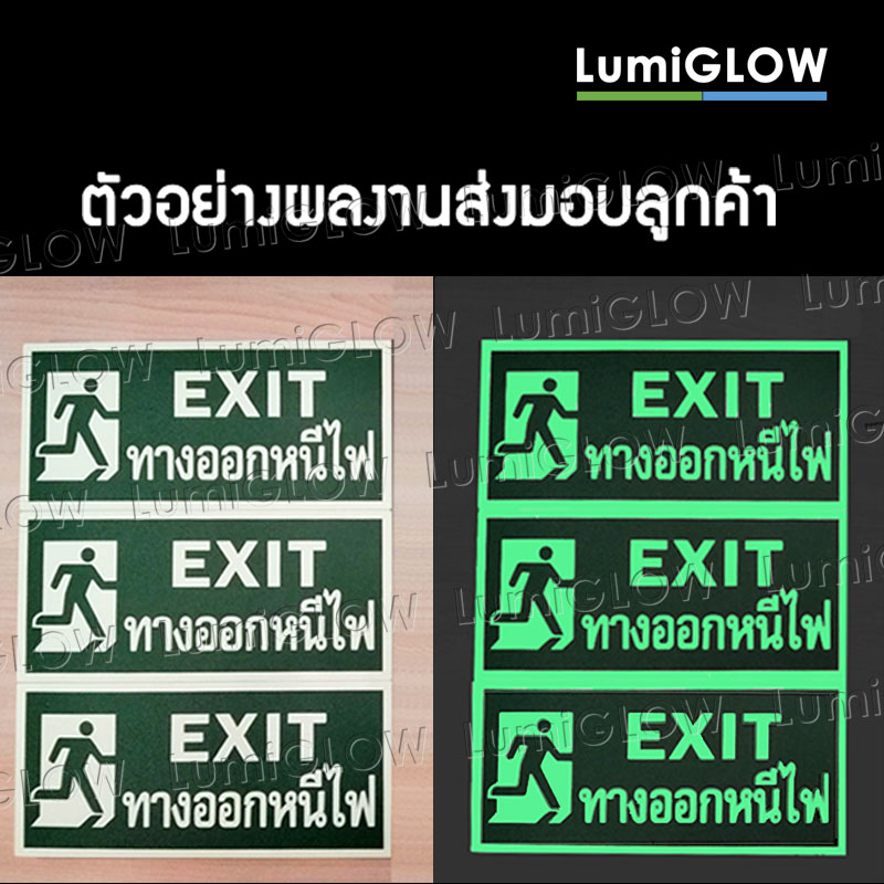 (D01-4-N) ป้ายทางออกหนีไฟเรืองแสง LumiGLOW 15 x 33 cm (เกรดญี่ปุ่น) ผ่านมาตรฐาน DIN-67510 class C