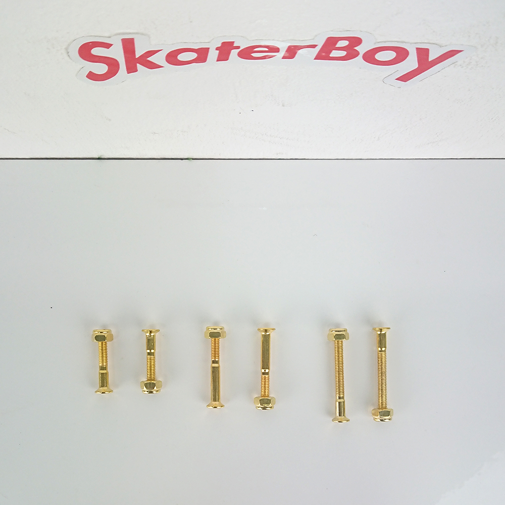 [0309] น็อตทอง ยึดทรัคสเก็ตบอร์ด ยาว 29, 38, 44, 60mm มีบ่า ถนอมไม้ หัวหกเหลี่ยม ตัวผู้พร้อมตัวเมีย คือ1คู่