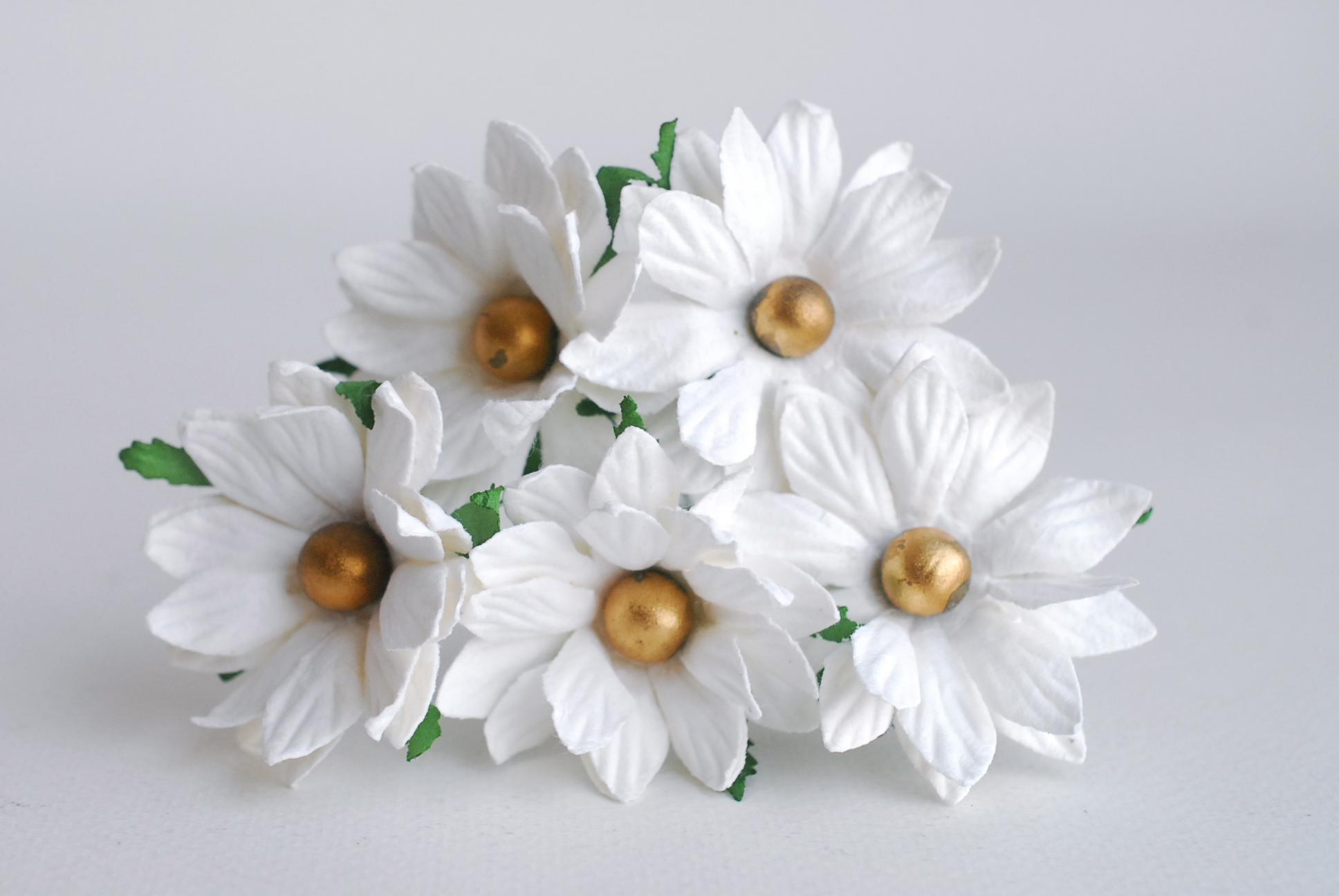 ดอกไม้กระดาษสา ดอกไม้ประดิษฐ์จากกระดาษสา ดอกเดซี่ เกสรสีทอง ดอกไม้กระดาษสาขายส่ง ดอกไม้ประดิษฐ์ ดอกไม้ทำข้อมือเพื่อนเจ้าสาว ดอก daisy ขนาด 5cm. จำนวน 25 ดอก สีขาว Paper Flower, 25 Daisy Flowers, ivory color, size 5 cm., golden pollen.