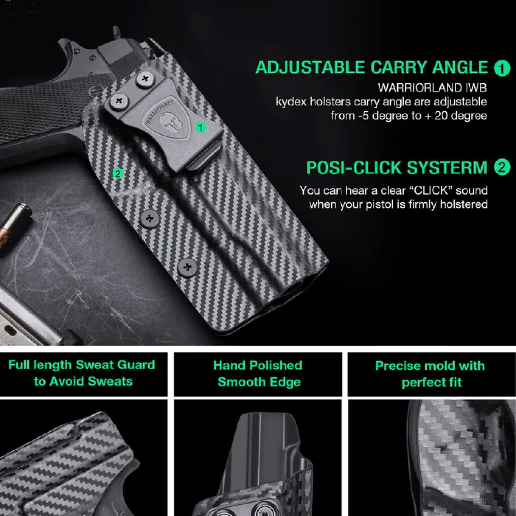 ซองพกใน Cardon fiber 1911 (ไม่มีราง) WARRIORLAND (K0590)