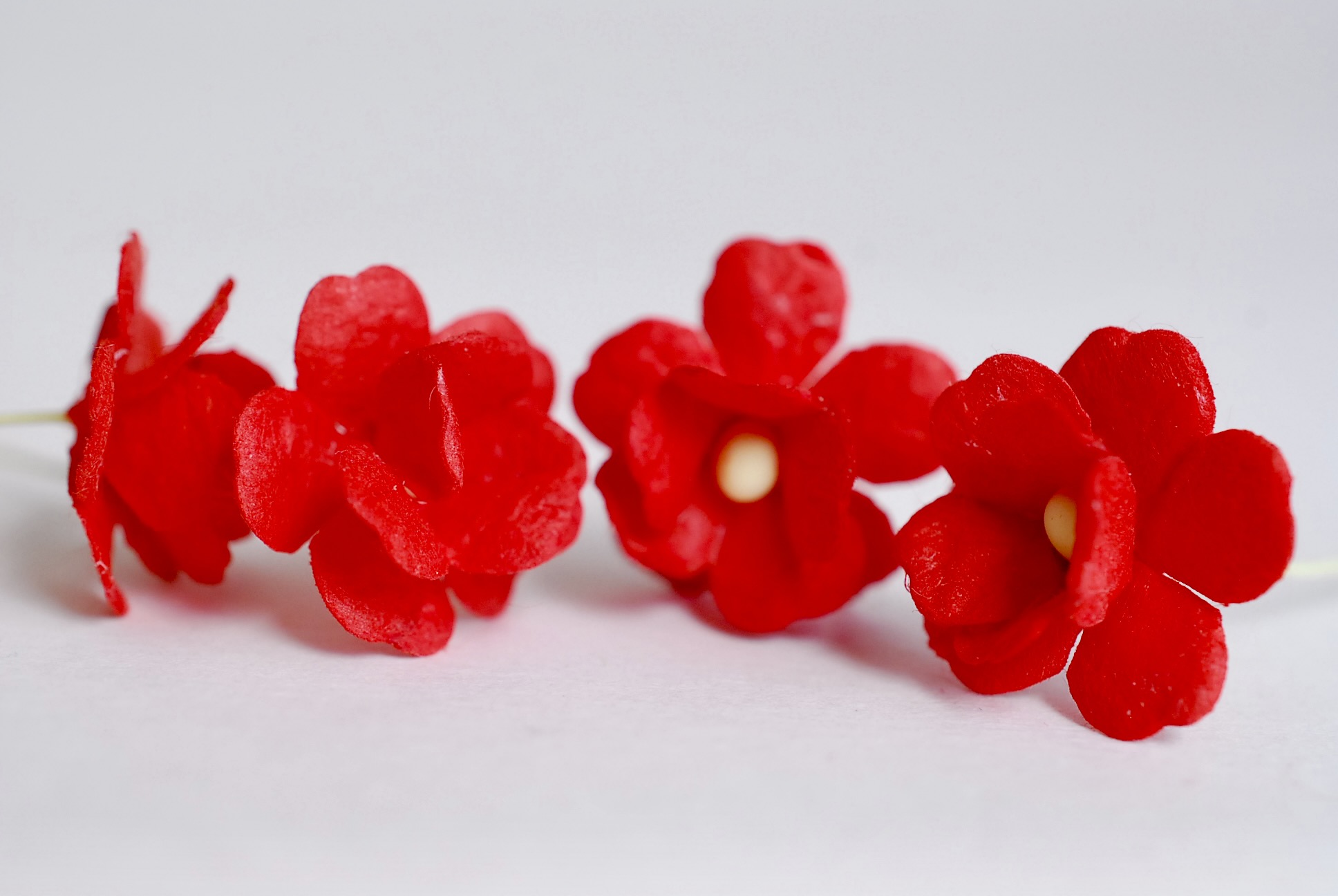 ดอกไม้กระดาษสา ราคาส่ง, ดอกไฮเดรนเยียกระดาษสา ดอกไม้ประดิษฐ์ ตกแต่งงานแต่งงาน ประดิษฐ์ข้อมือเพื่อนเจ้าสาว ขนาด 1.5 cm., สำหรับของชำร่วย, งานแต่งงาน, ดอกไม้ทำข้อมือเจ้าสาว สีแดง จำนวน 100 ดอก Paper flower,100 Pieces mulberry hydrangea red color