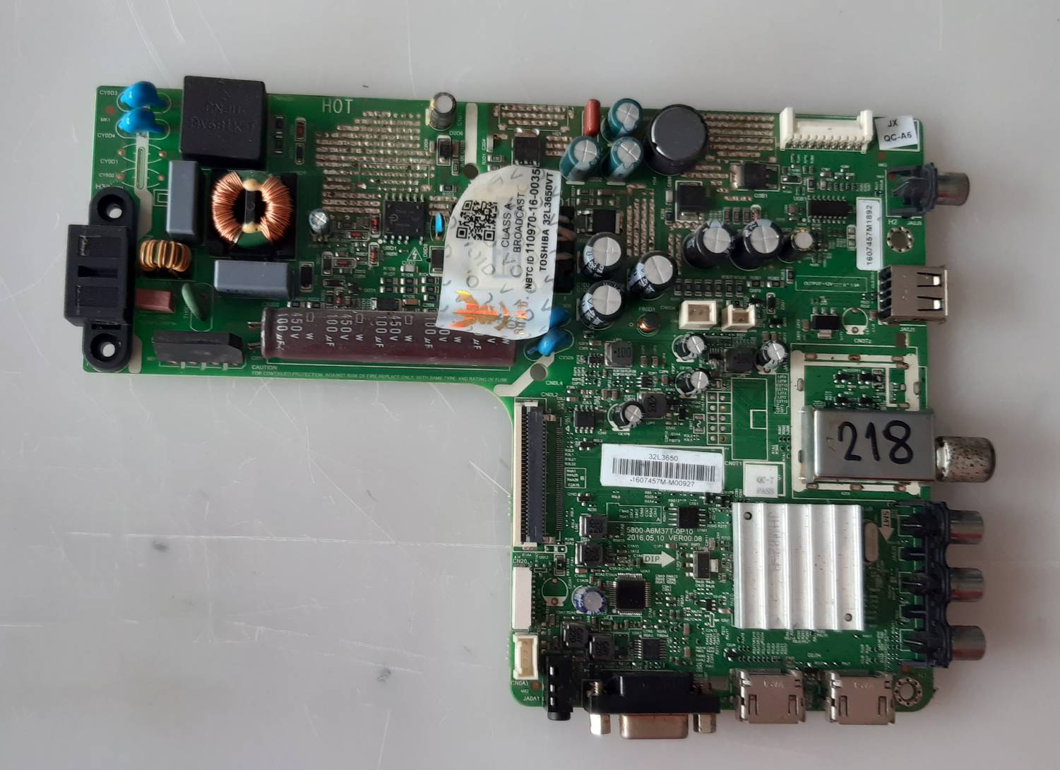อันที่ 218 TOSHIBA 32L3650VT ซีสเตร็ม 5800-A6M37T-0P10 ดี