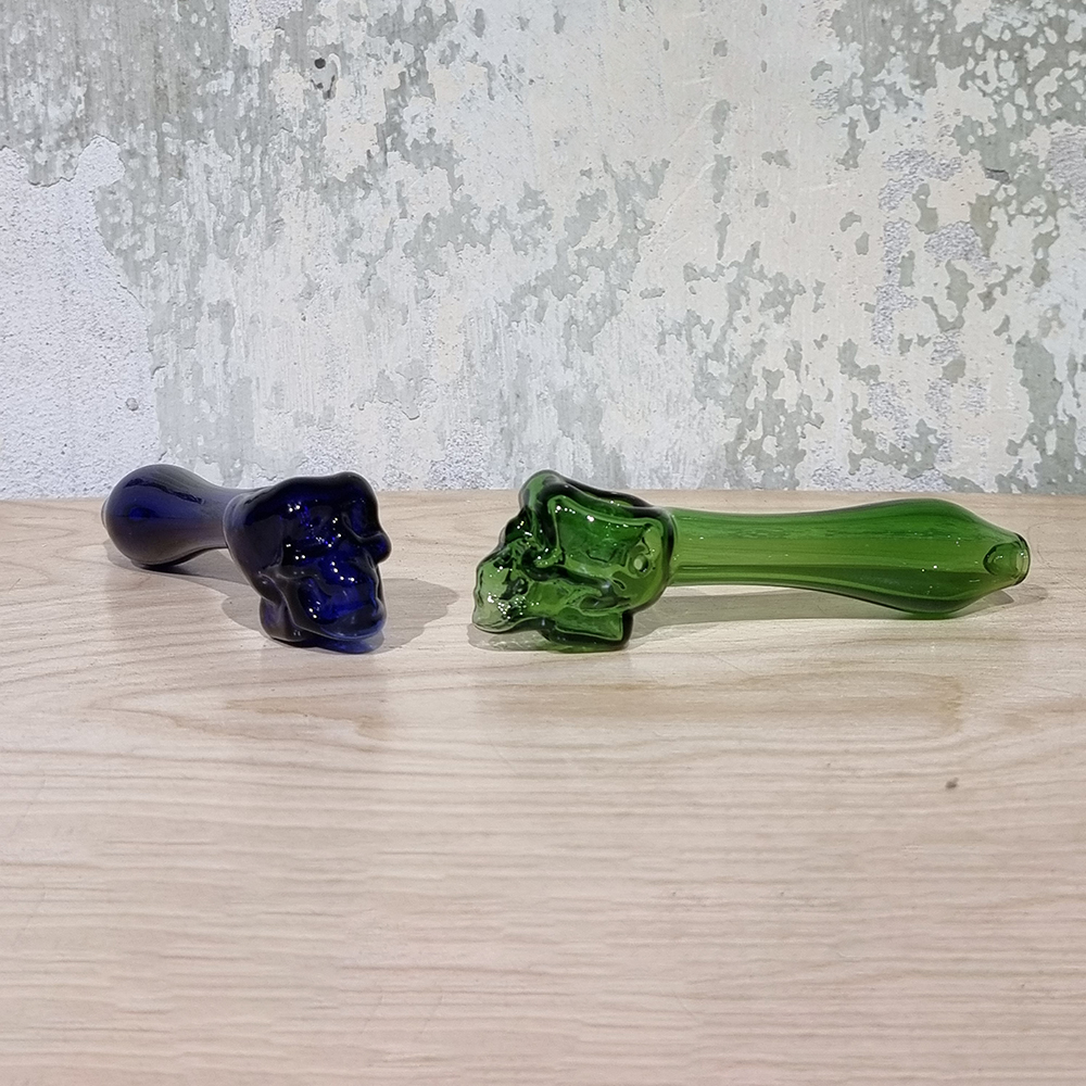 [1006] Glass pipe พกพา กรองดอกไม้ หลายรู มีโบว 2แบบ กระโหลก บอลระบายความร้อน