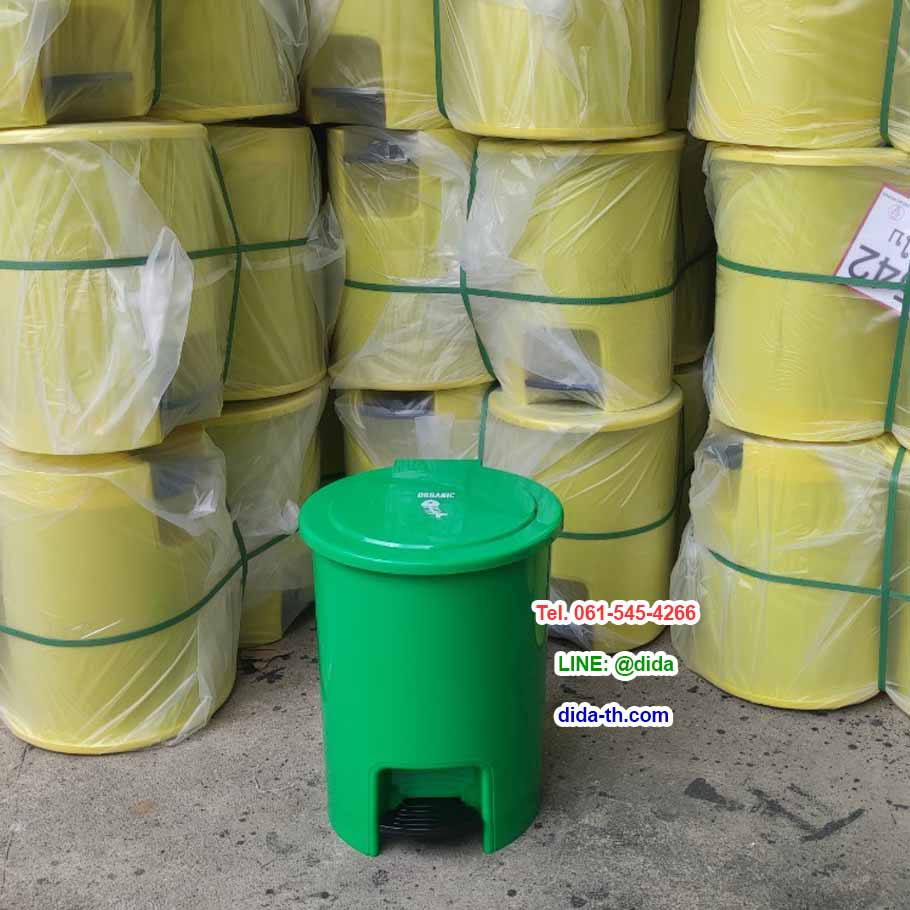 ถังขยะแยกประเภท เท้าเหยียบ ทรงกลม 15 ลิตร