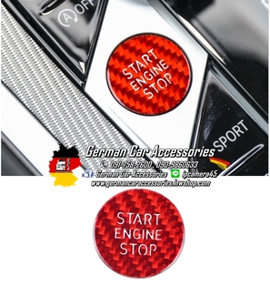ปุ่มกด Start Stop Engine ผ้าCarbonแท้สีแดง