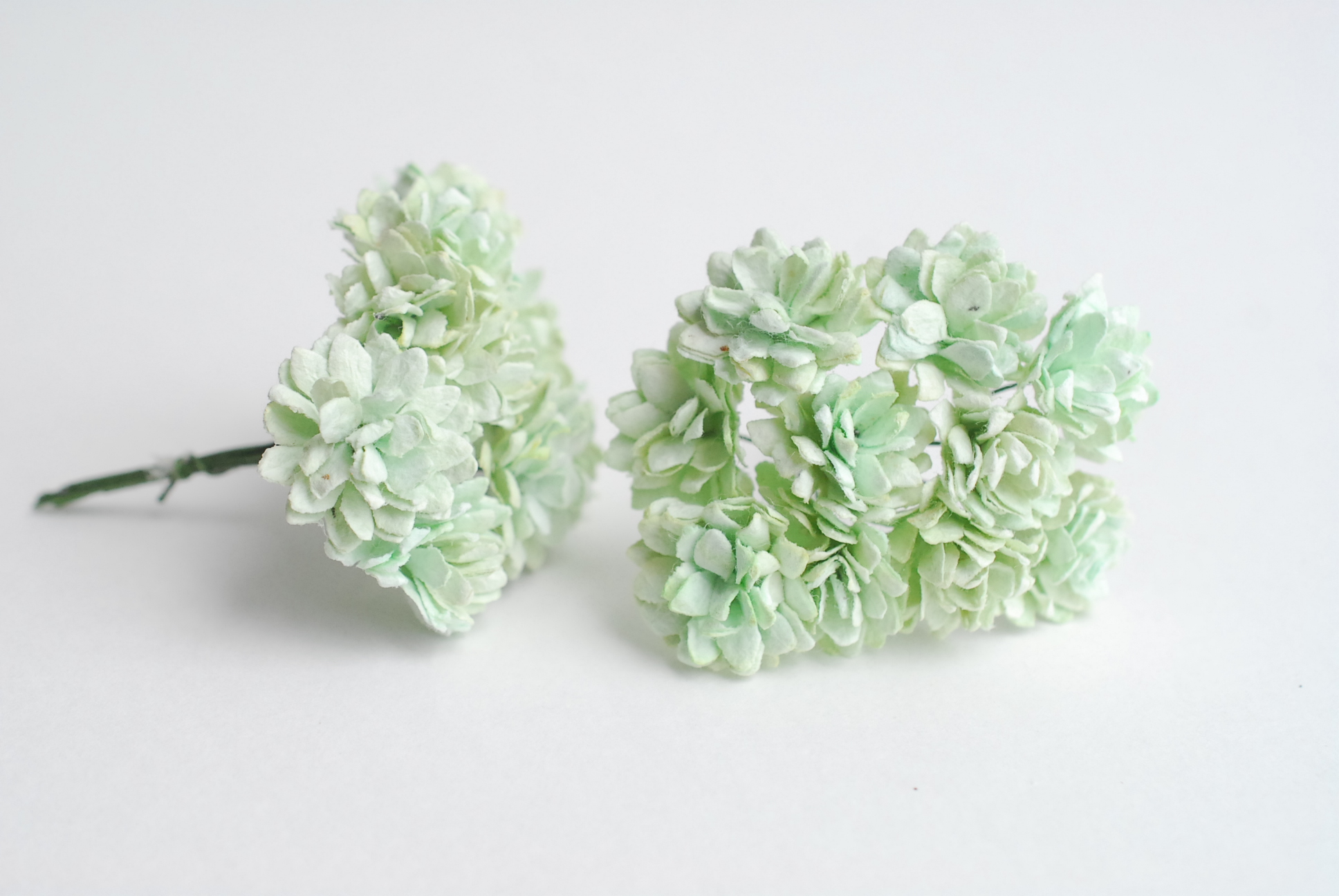 ดอกไม้ประดิษฐ์, ดอกไม้กระดาษสา, ดอก gypsophila, ดอกยิปโซ งานประดิษฐ์ตกแต่งของชำร่วย, ดอกไม้ทำพานพุ่ม,พานพวงมาลัย, พานรับไหว้, ขนาด 2 cm. สีเขียวมิ้นต์