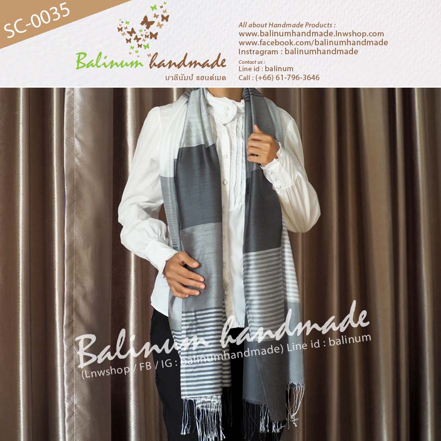 Thai Silk Scarf 100% Very Soft and Thin Fabric, Make You Feel Comfortable and Warm ผ้าพันคอผ้าไหม 100% เนื้อผ้านุ่ม ลื่น บางเบา ให้ความอบอุ่น รู้สึกสบาย สามารถนำมาพันคอหรือคลุมไหล่ก็ได้ (ใช้ได้ทั้งผู้หญิงและผู้ชาย) เงิน (Silver)